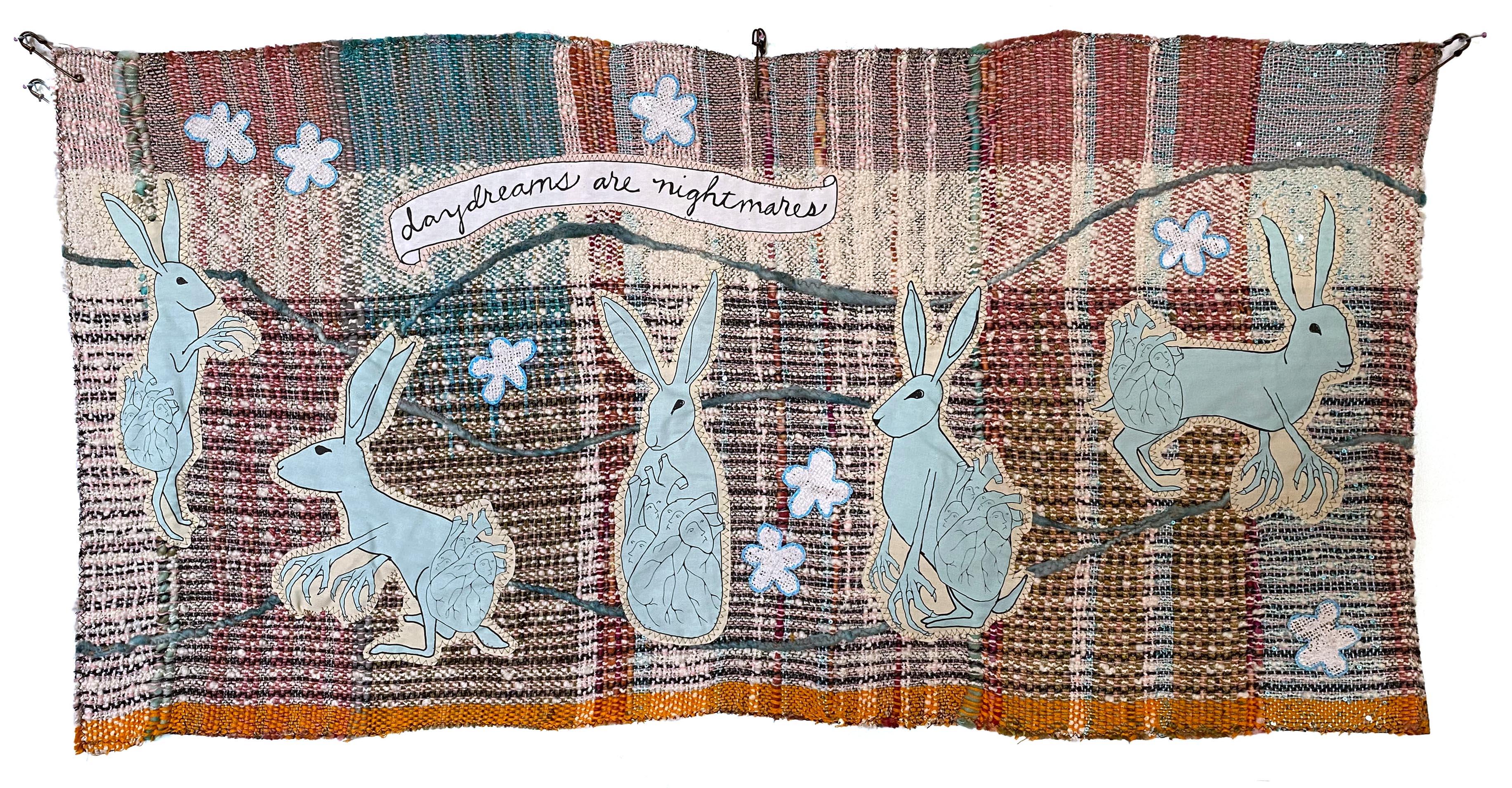 Textile wall hanging: 'Daydreams and Nightmares' - Mixed Media Art by Juliet Martin