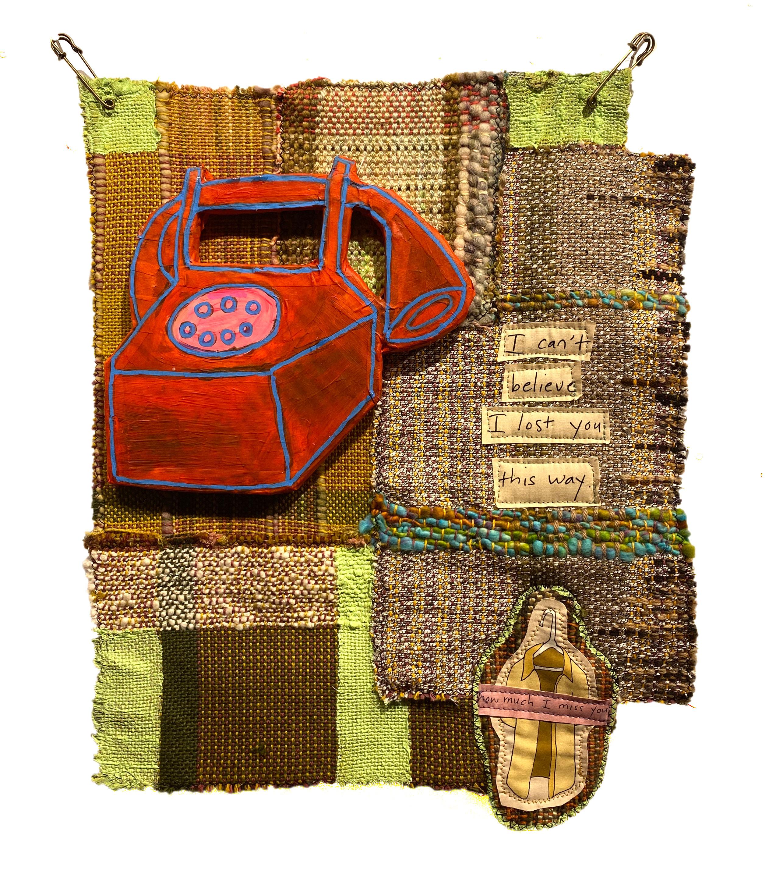 Juliet Martin Still-Life Painting - Textile wall hanging: 'Office on Monday'