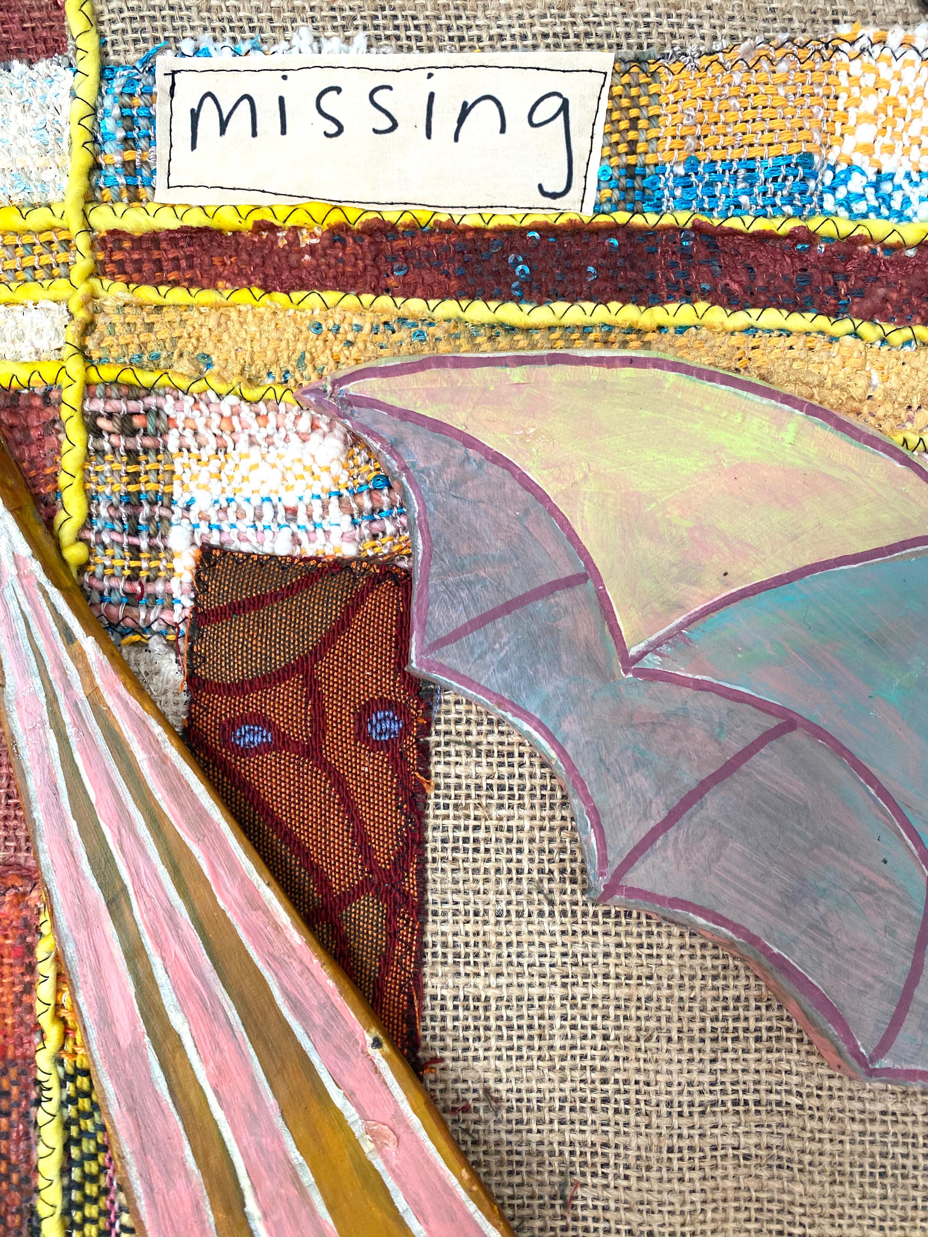 Textile wall hanging: 'Parasol' - Painting by Juliet Martin