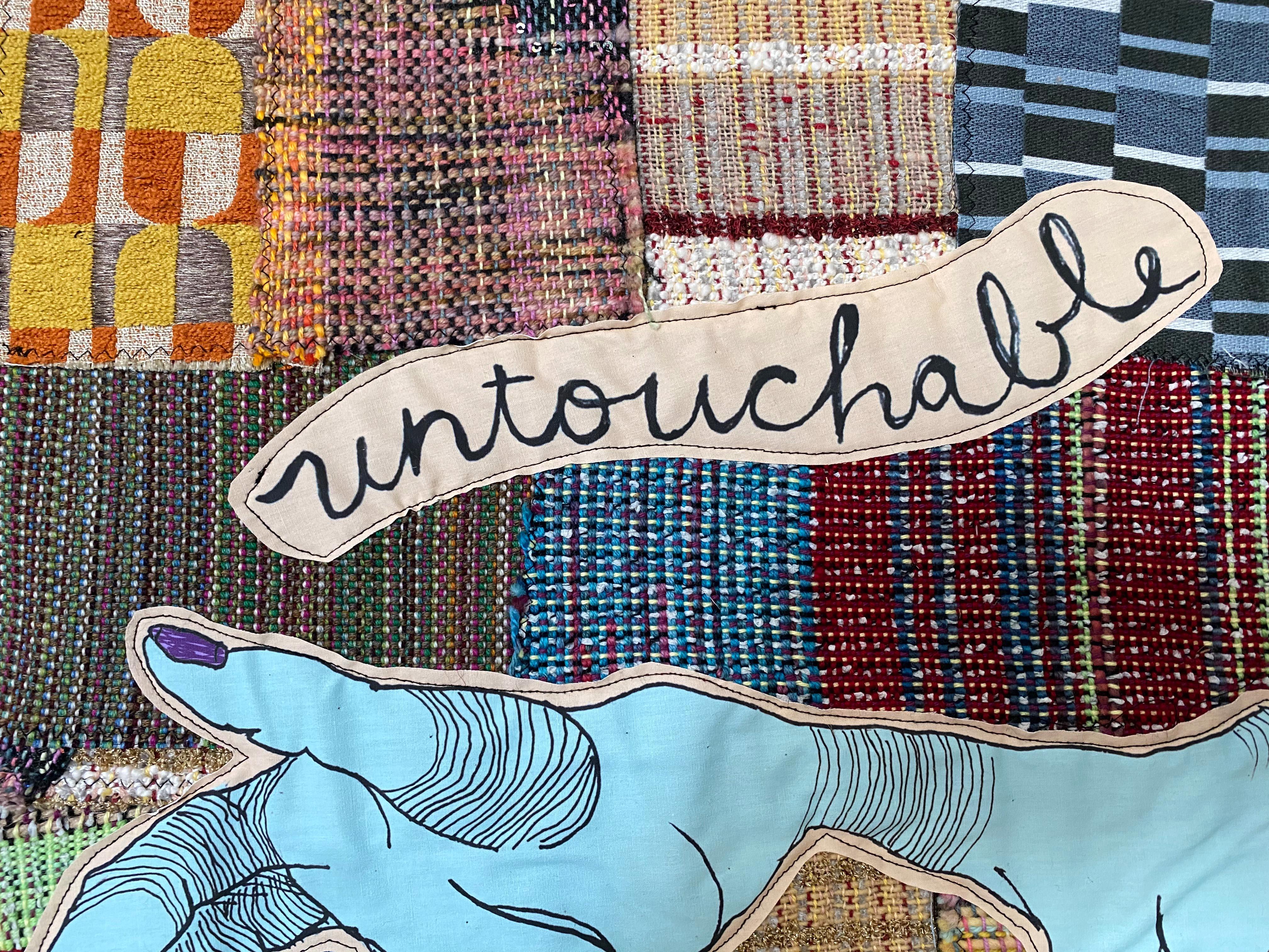 Textile wall hanging: 'Untouchable' - Painting by Juliet Martin