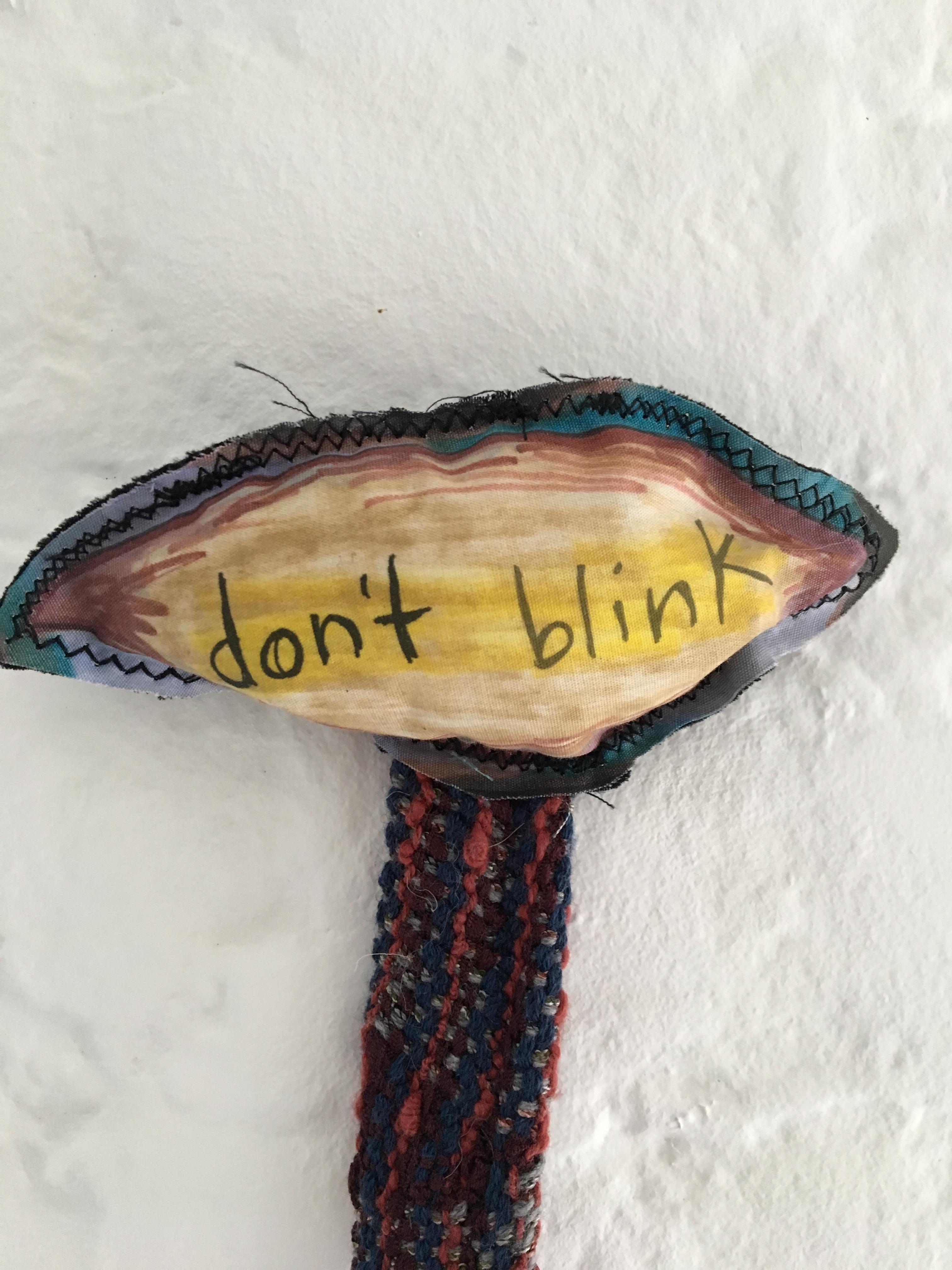 Handwoven textile Wall Hanging: 'Don't Blink' - Contemporary Mixed Media Art by Juliet Martin