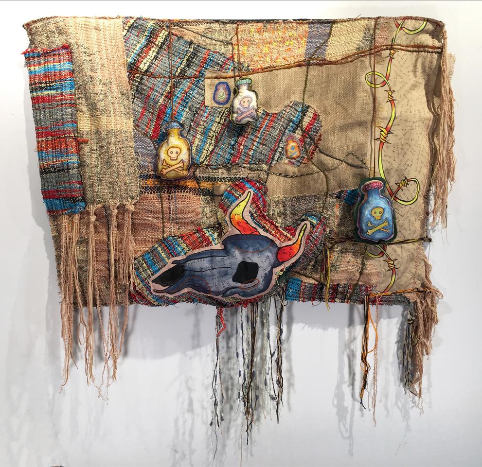 Textile Handwoven Wall Hanging: "Overdose' - Mixed Media Art by Juliet Martin