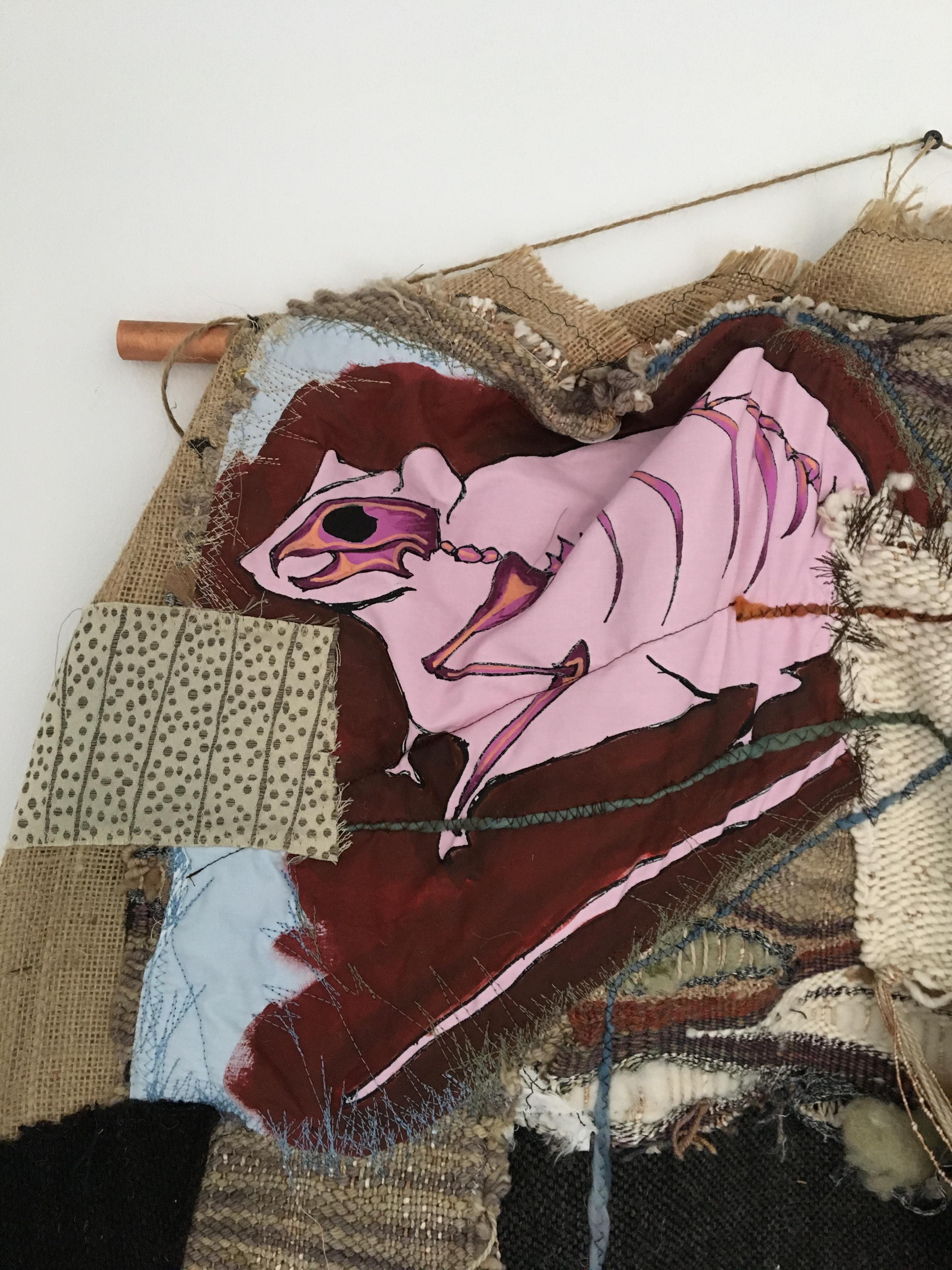Textile Handwoven Wall Hanging: 'Rat Race' - Sculpture by Juliet Martin
