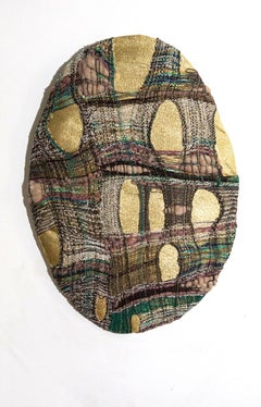 Handwoven Textile Whimsical Wall Hanging: 'Formal Wear: Gold'