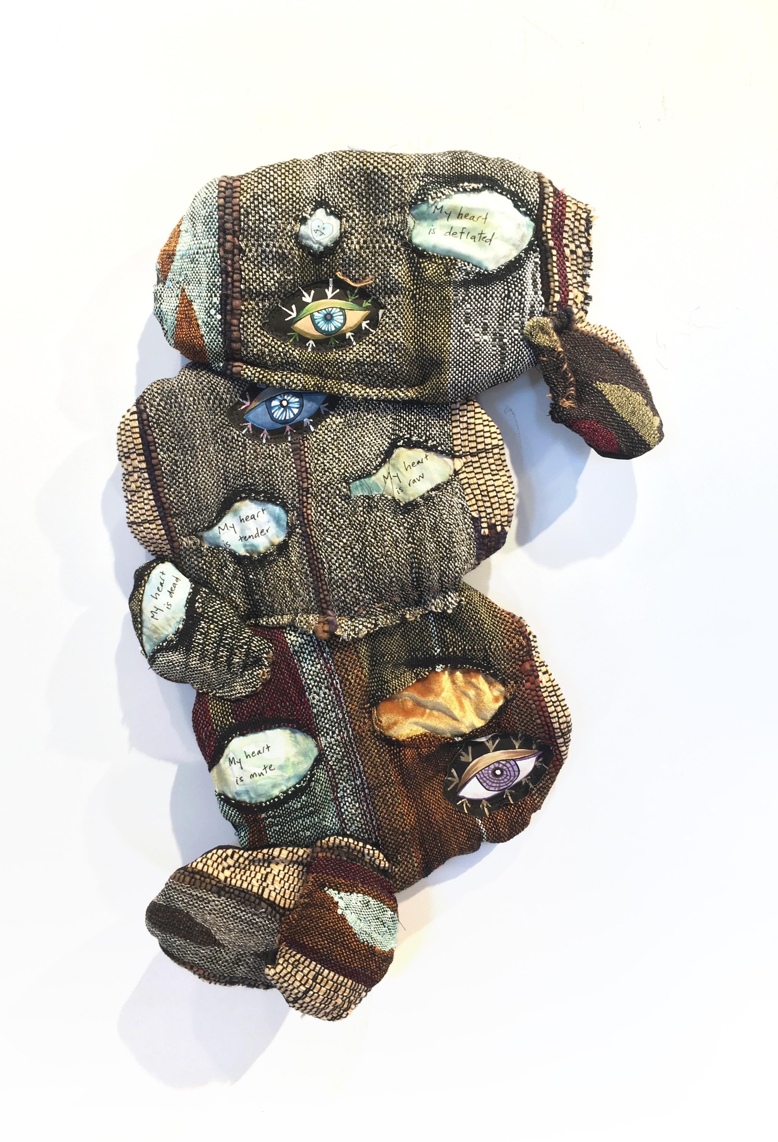 Juliet Martin Figurative Sculpture - Textile Handwoven Wall Hanging: 'My Heart'