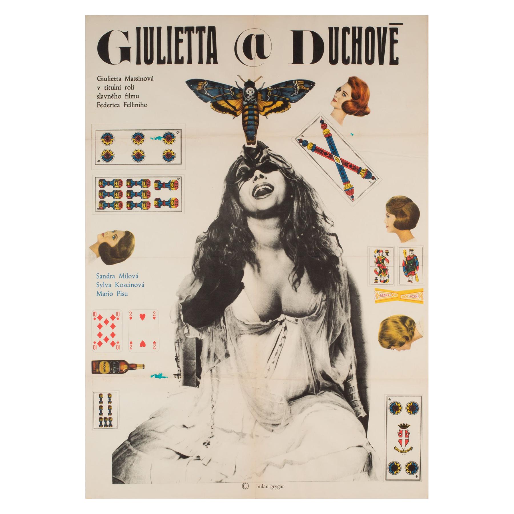 "Juliet of the Spirit", Czech Film Movie Poster, 1969 Federico Fellini, Grygar