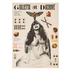 Vintage "Juliet of the Spirit", Czech A3 Film Movie Poster, 1969 Federico Fellini