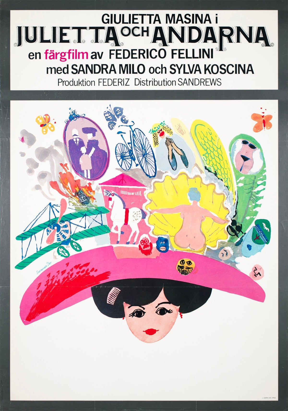 Juliet of the Spirits 1966 Swedish Film Poster, Bengt Serenander For Sale