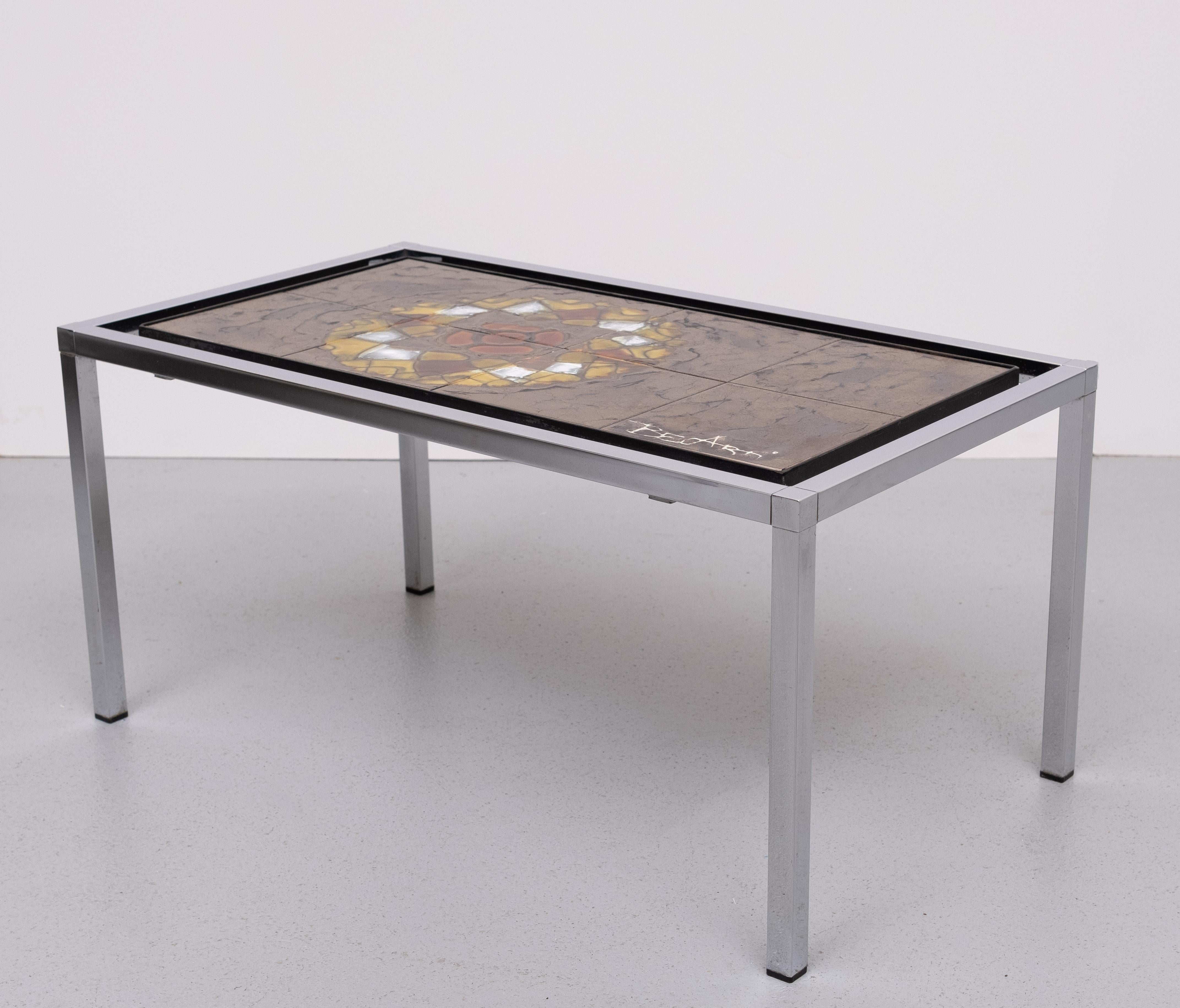 Juliette Belarti  Ceramic tile Table set of 3  Belgian 1970s For Sale 10
