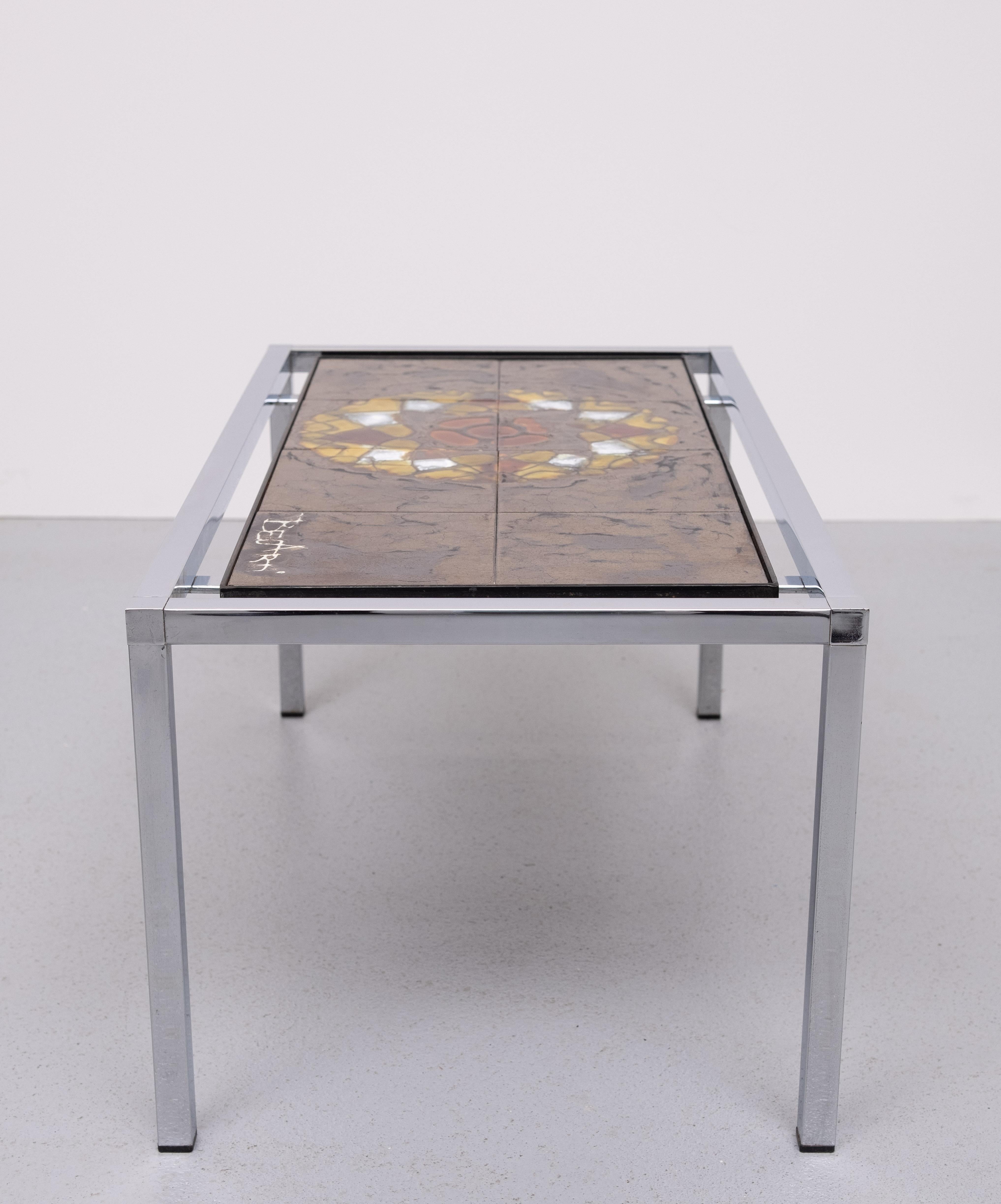 Juliette Belarti  Ceramic tile Table set of 3  Belgian 1970s For Sale 11