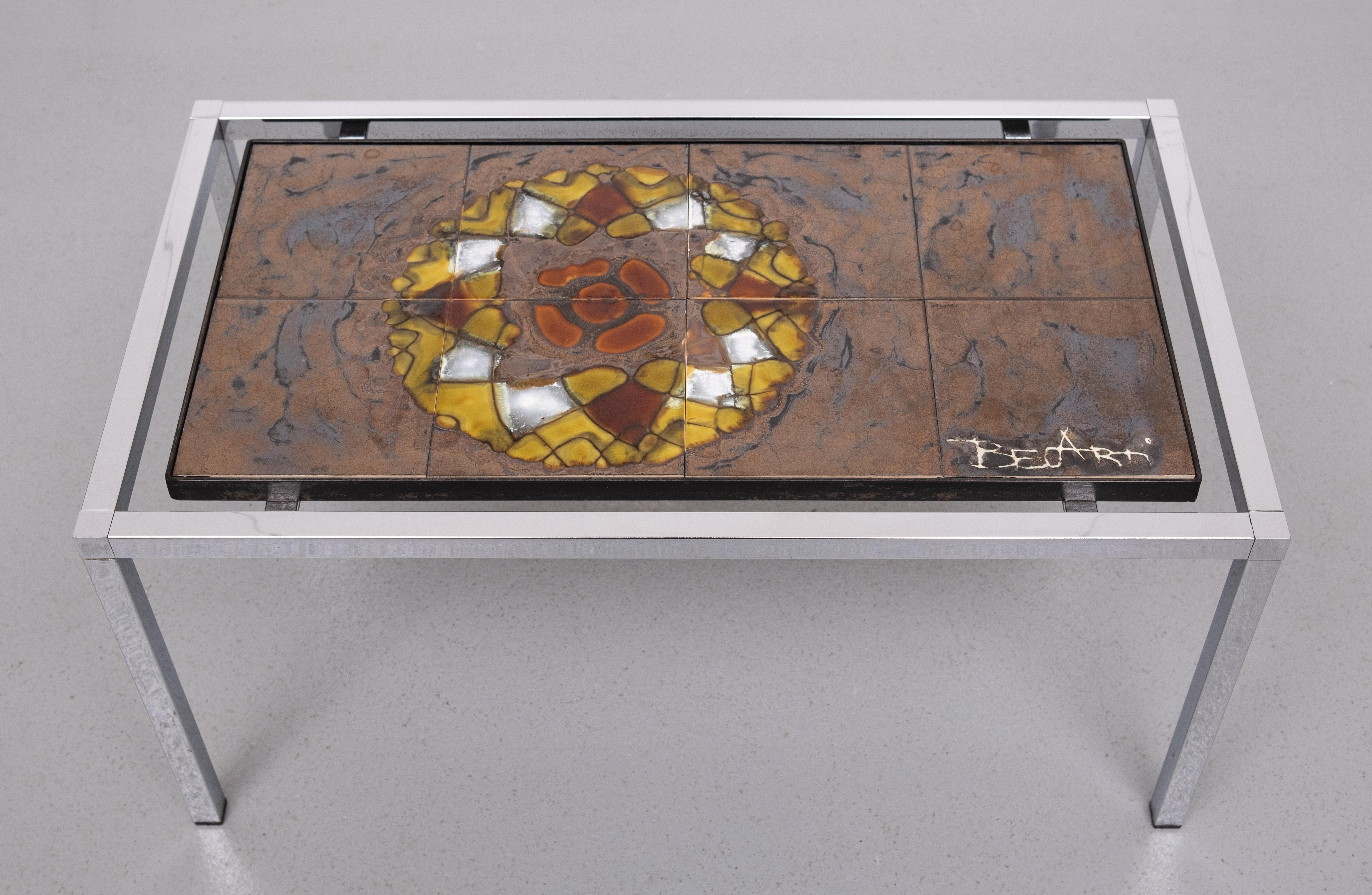 Juliette Belarti  Ceramic tile Table set of 3  Belgian 1970s For Sale 13