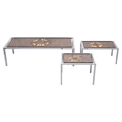 Juliette Belarti  Ceramic tile Table set of 3  Belgian 1970s
