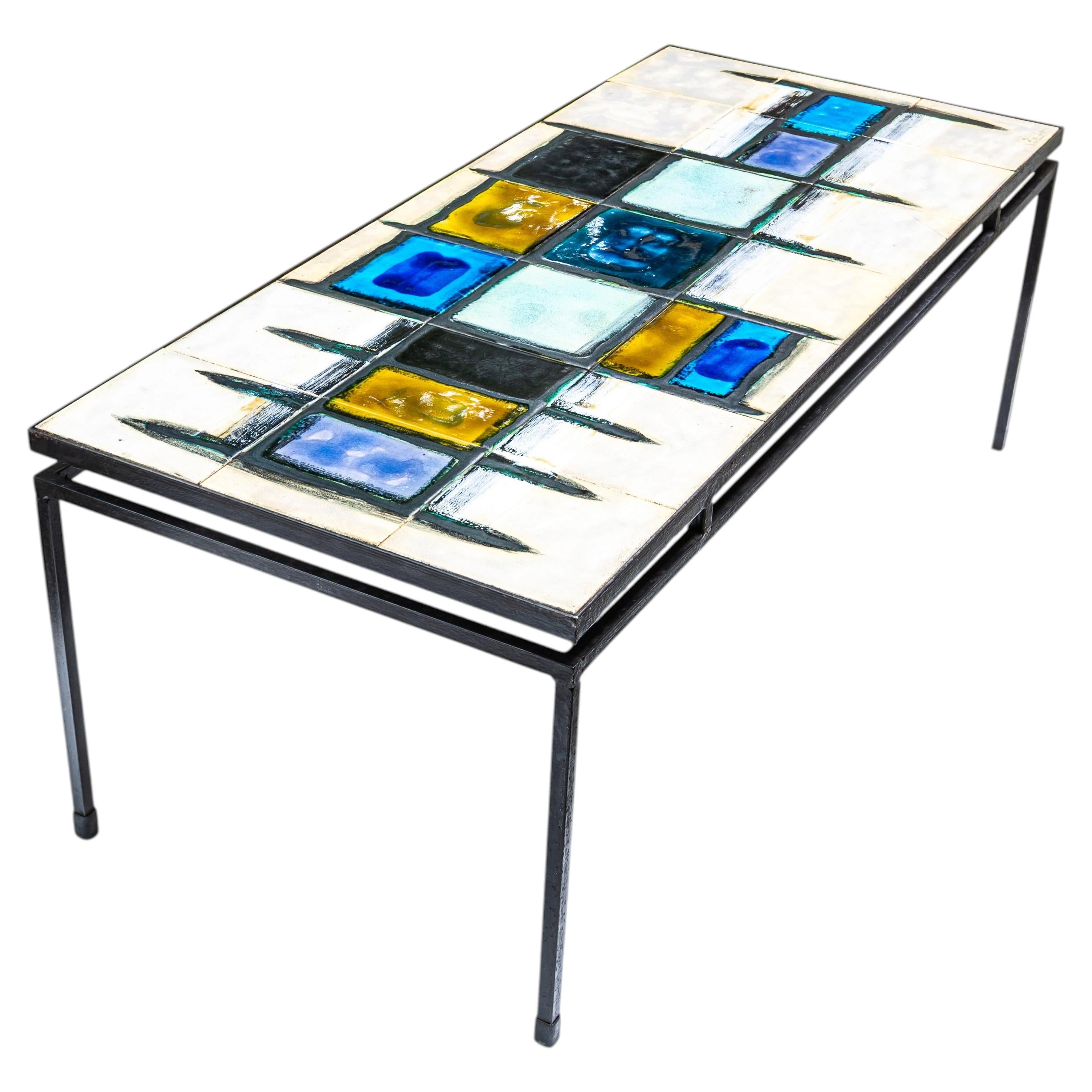 Juliette Belarti Designer Coffee Table with Ceramic Surface and Iron Base