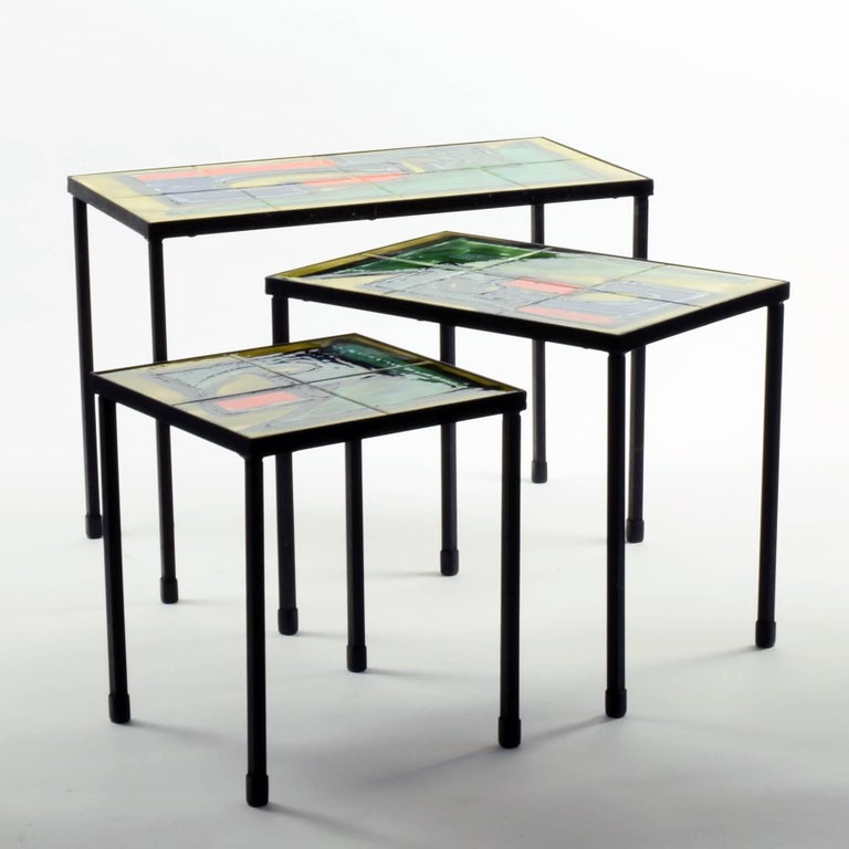 Mid-Century Modern Juliette Belarti, Nesting Tables, Set of Three, circa 1960 For Sale