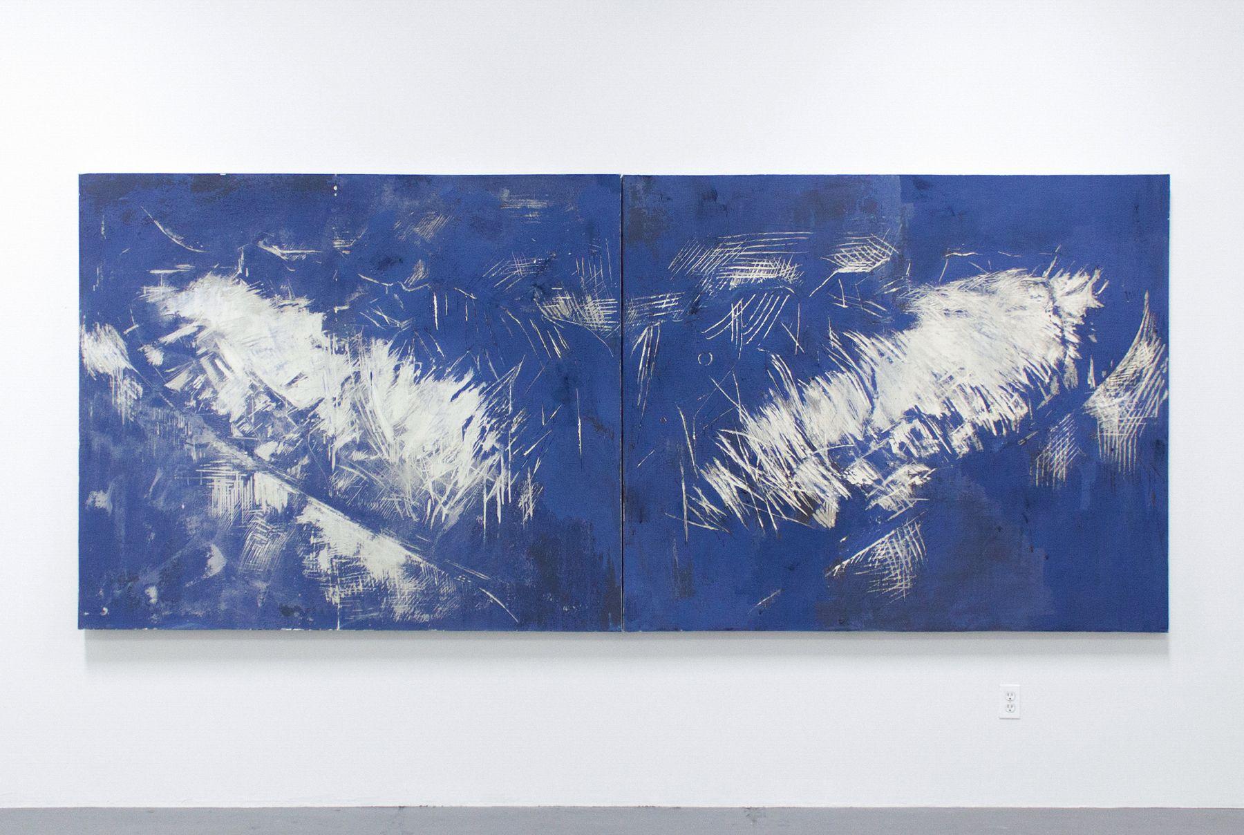 TWO PANELS. Two Panels: each 60 x 72 in. Overall dimensions: 60 x 144 in. (152.40 x 365.76 cm) - the depth is 2.75 inches.


The paintings shown the exhibition ANGELS at Silas von Morisse gallery, portrays a species that was present on Earth 30