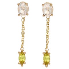 Juliette Earrings 14 Karat Yellow Gold with Fire Opals and Yellow Sapphires