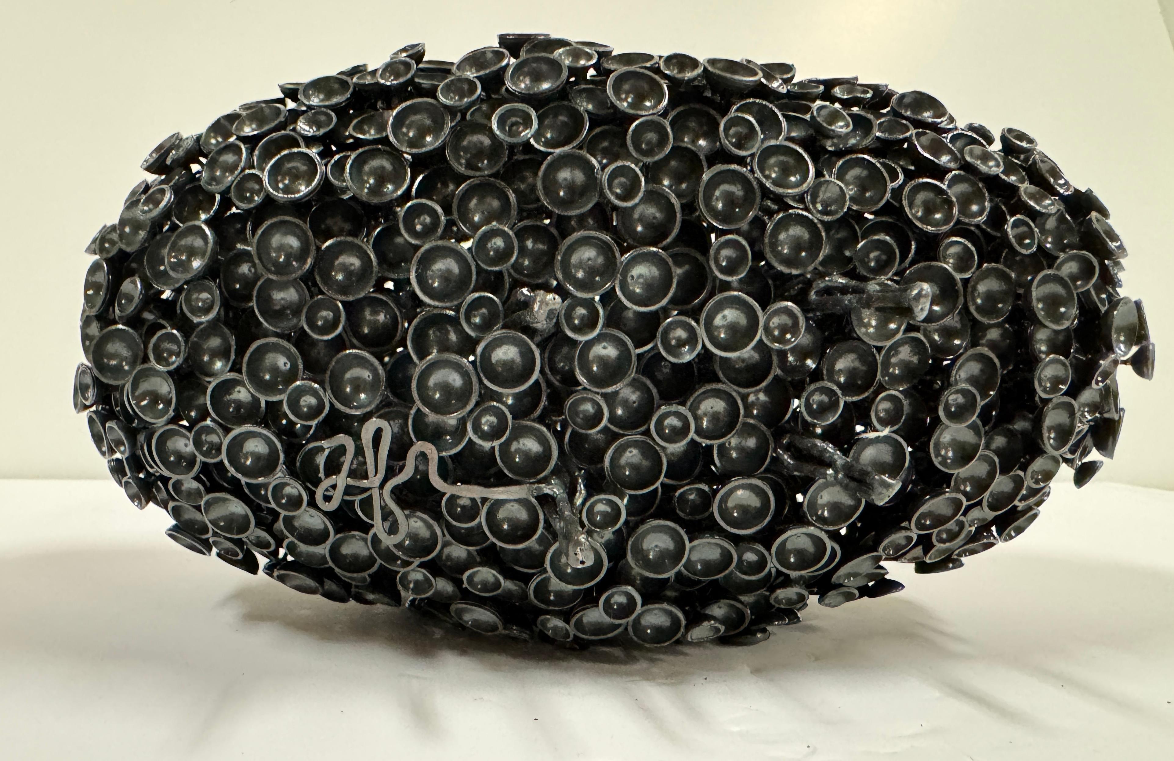 Metal Sculpture, Small Tabletop 3d Iron Wire, Oval, Sheep, 2023 For Sale 5