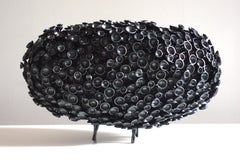 Tabletop 3d metal sculpture -- iron wire, oval
