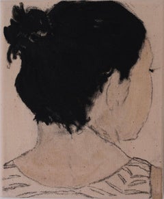 Femme Dos: Contemporary Portrait on Vintage Textiles, 24x20 cm