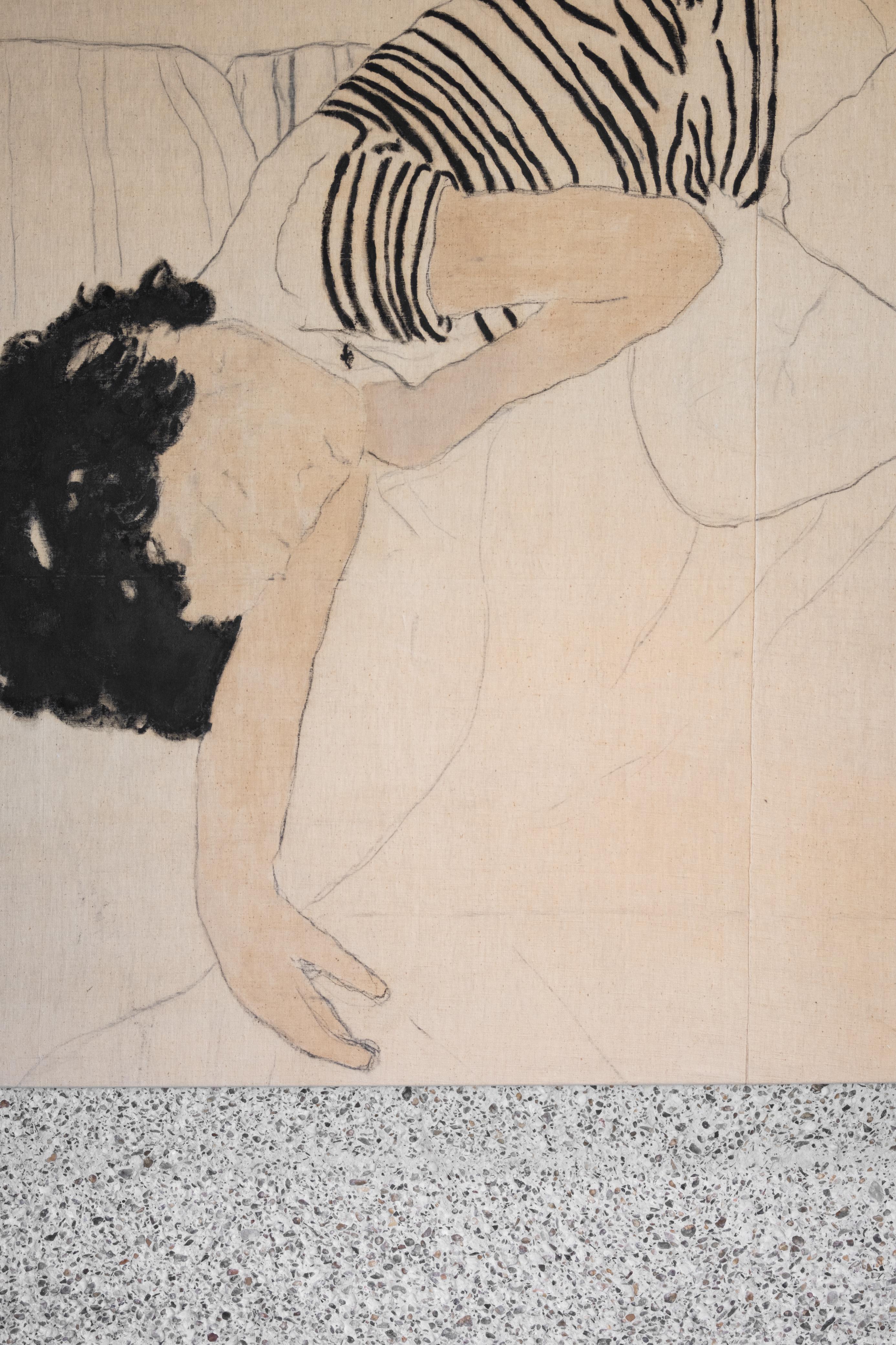 Pintura figurativa y poética sobre tela antigua 