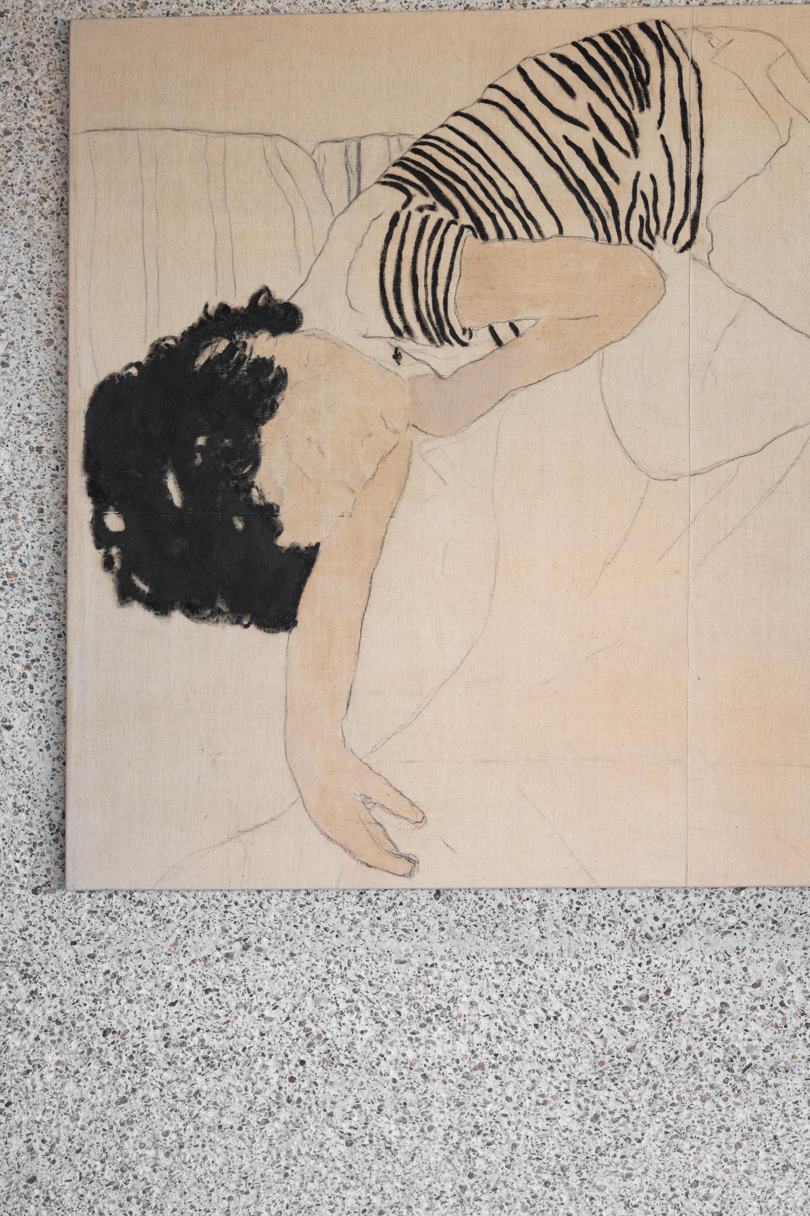 Pintura figurativa y poética sobre tela antigua 