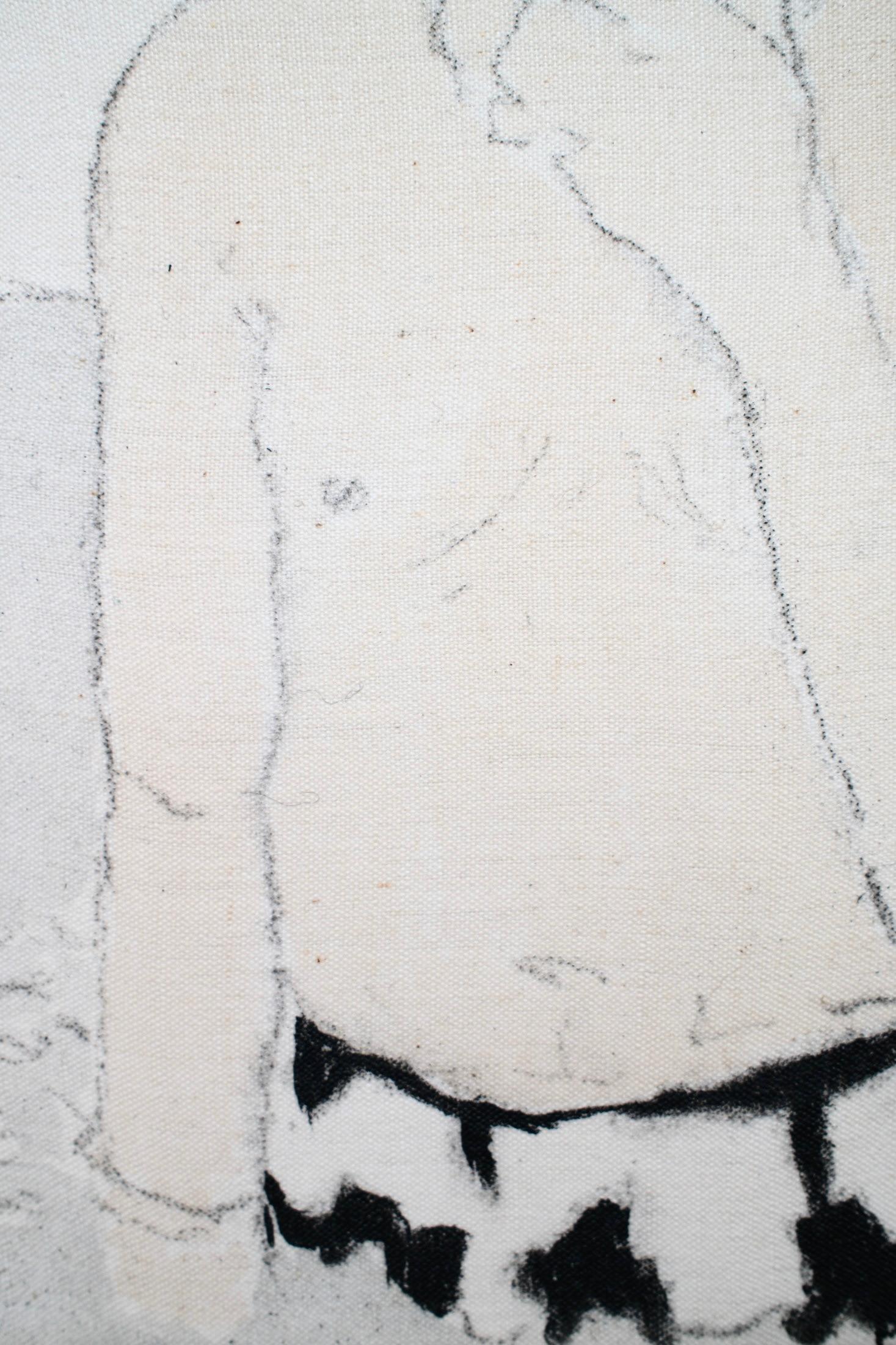 Figurative intimate Painting on ancient fabric, 2024 – 'At last I'm free' For Sale 2