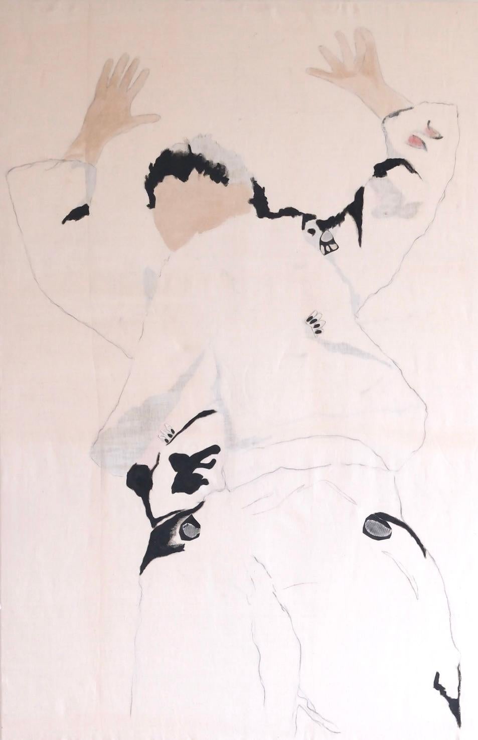 Grande peinture - Hand's up (un garçon célibataire du Michigan) - Juliette Lemontey en vente 1