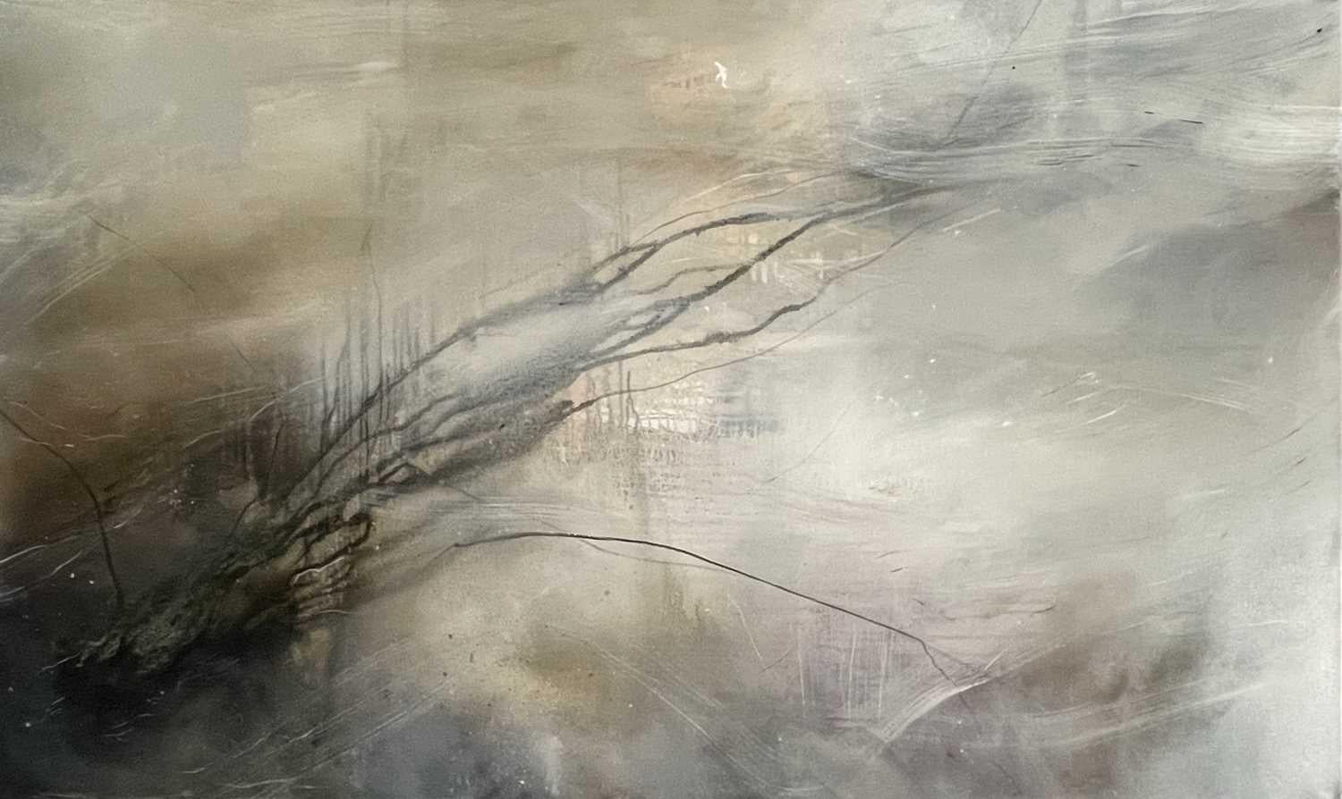Juliette Paull Abstract Painting - "Morning Haze."   Contemporary Abstract Expressionist Oil Painting