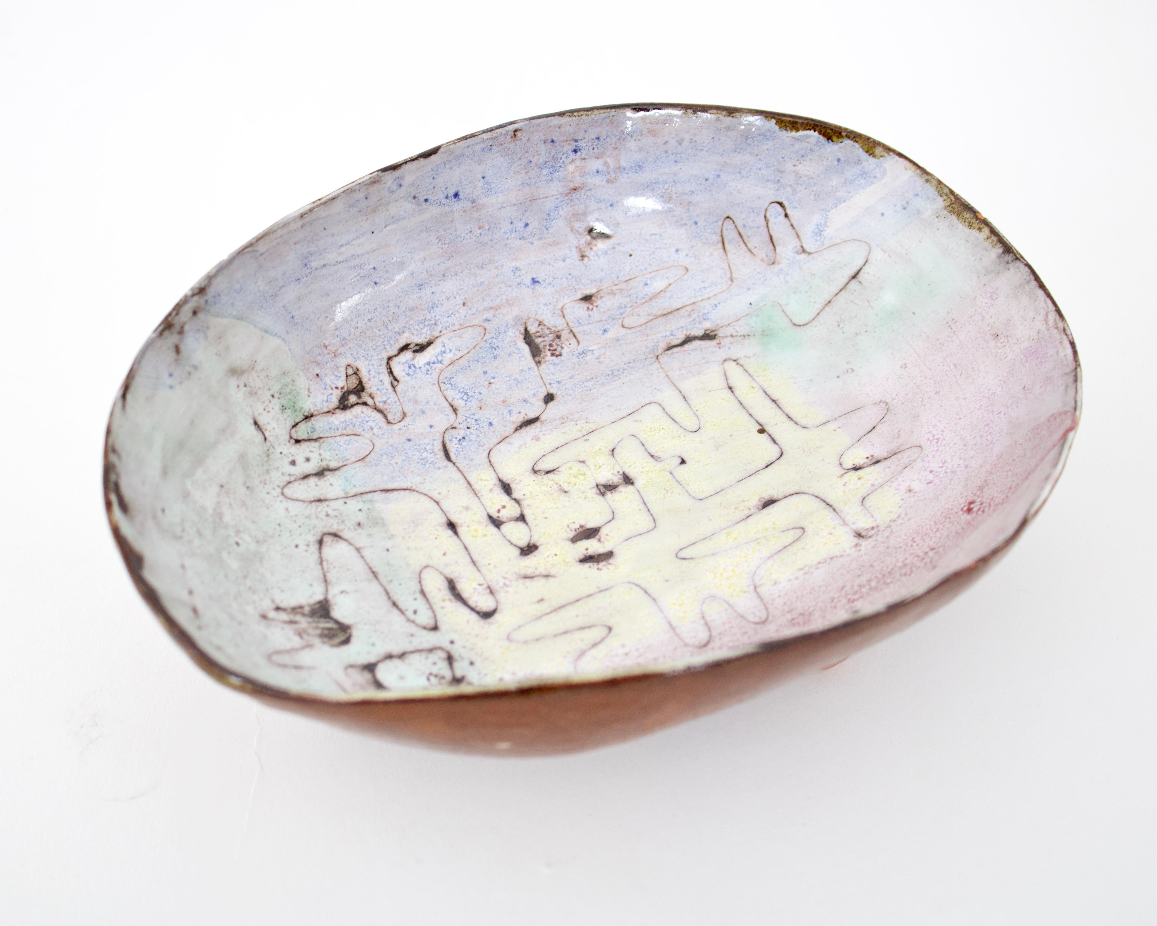 Mid-20th Century Juliette Rivier French Ceramic Artist Decortive Bowl or Vide Poche For Sale