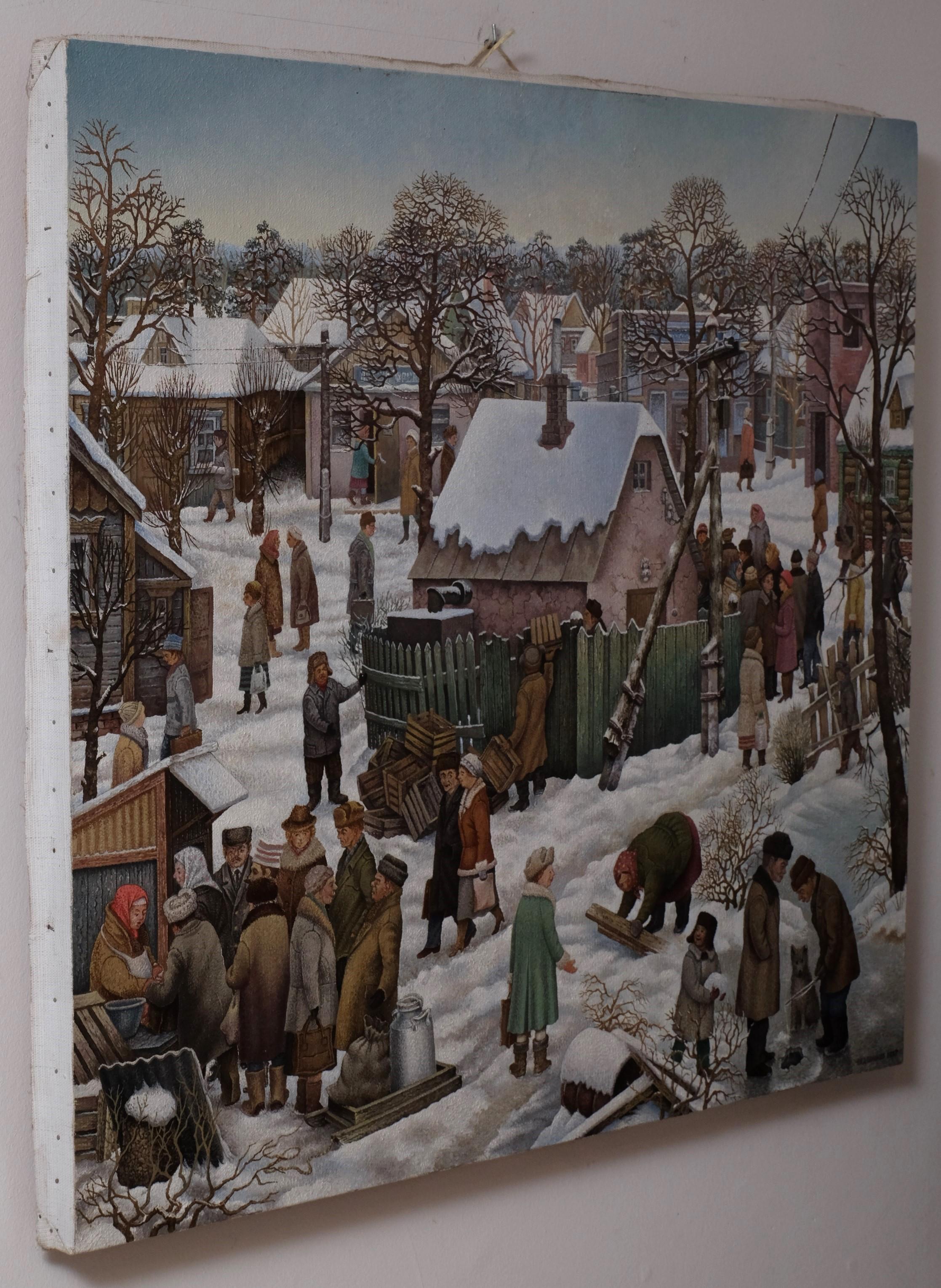 Scène d'hiver dans un village russe de Julij Anatolevic VEDERNIKOV en vente 4