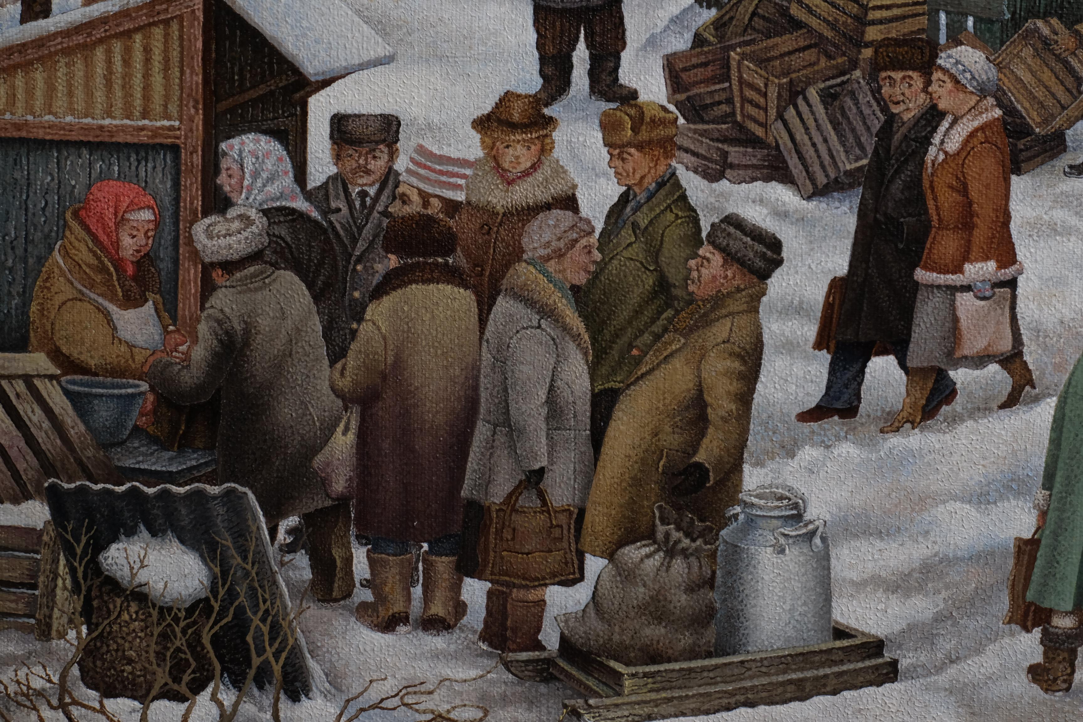 Julij Anatolevic VEDERNIKOV Winter Scene in a Russian Village For Sale 1