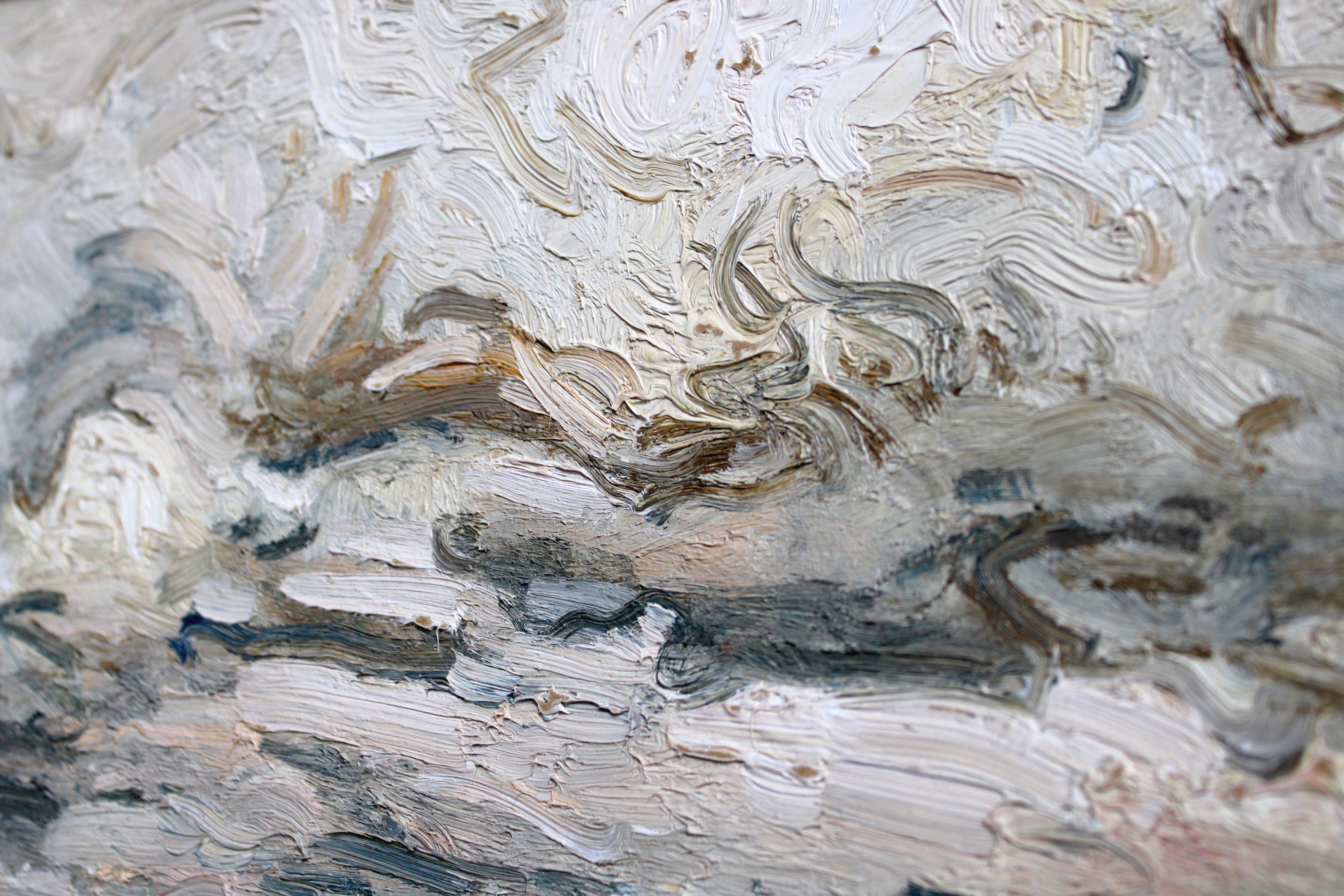 Nuages au-dessus de la mer, 1974, carton, huile, 36,5 x49 cm en vente 1