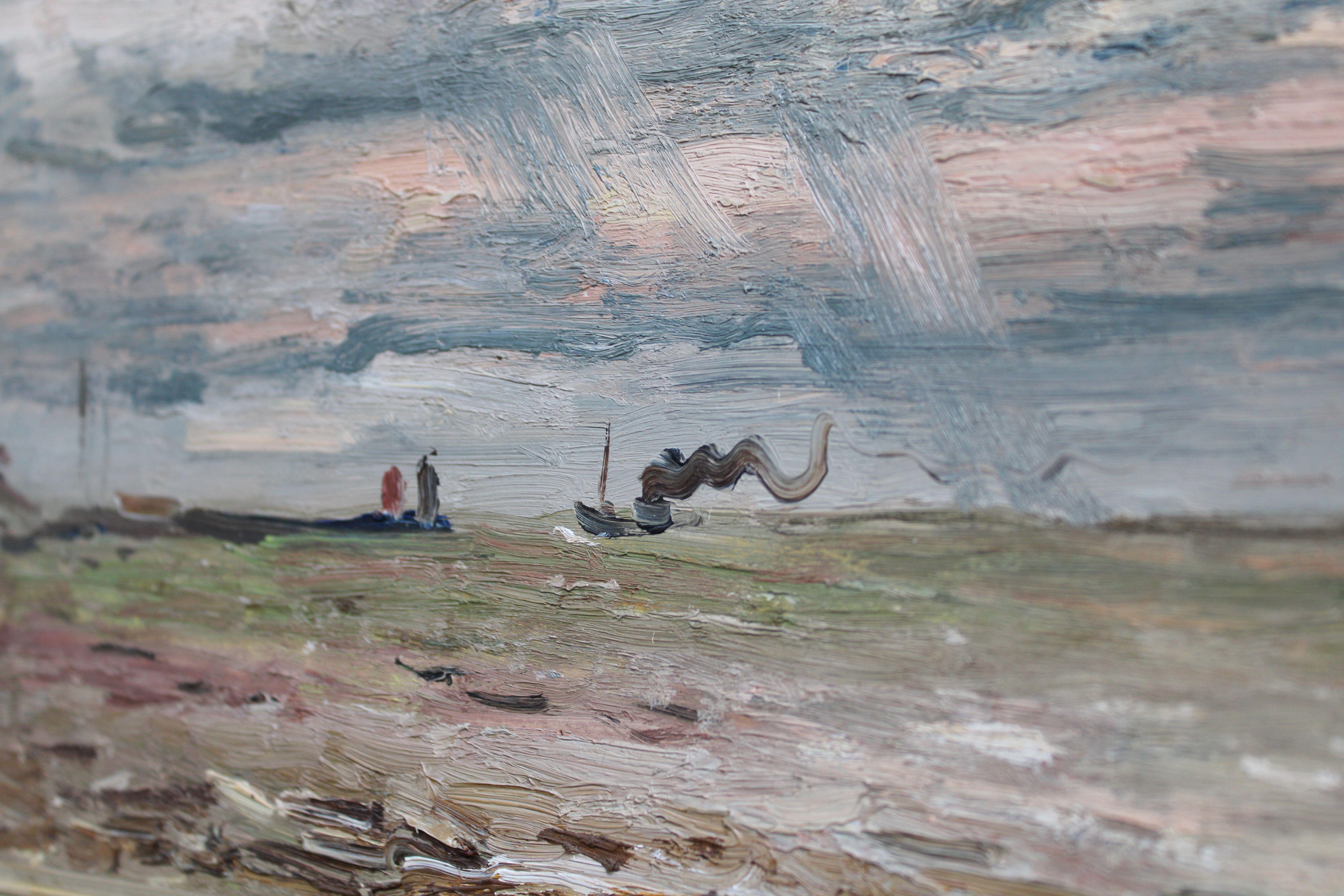 Clouds over the sea. 1974, cardboard, oil, 36.5x49 cm For Sale 1