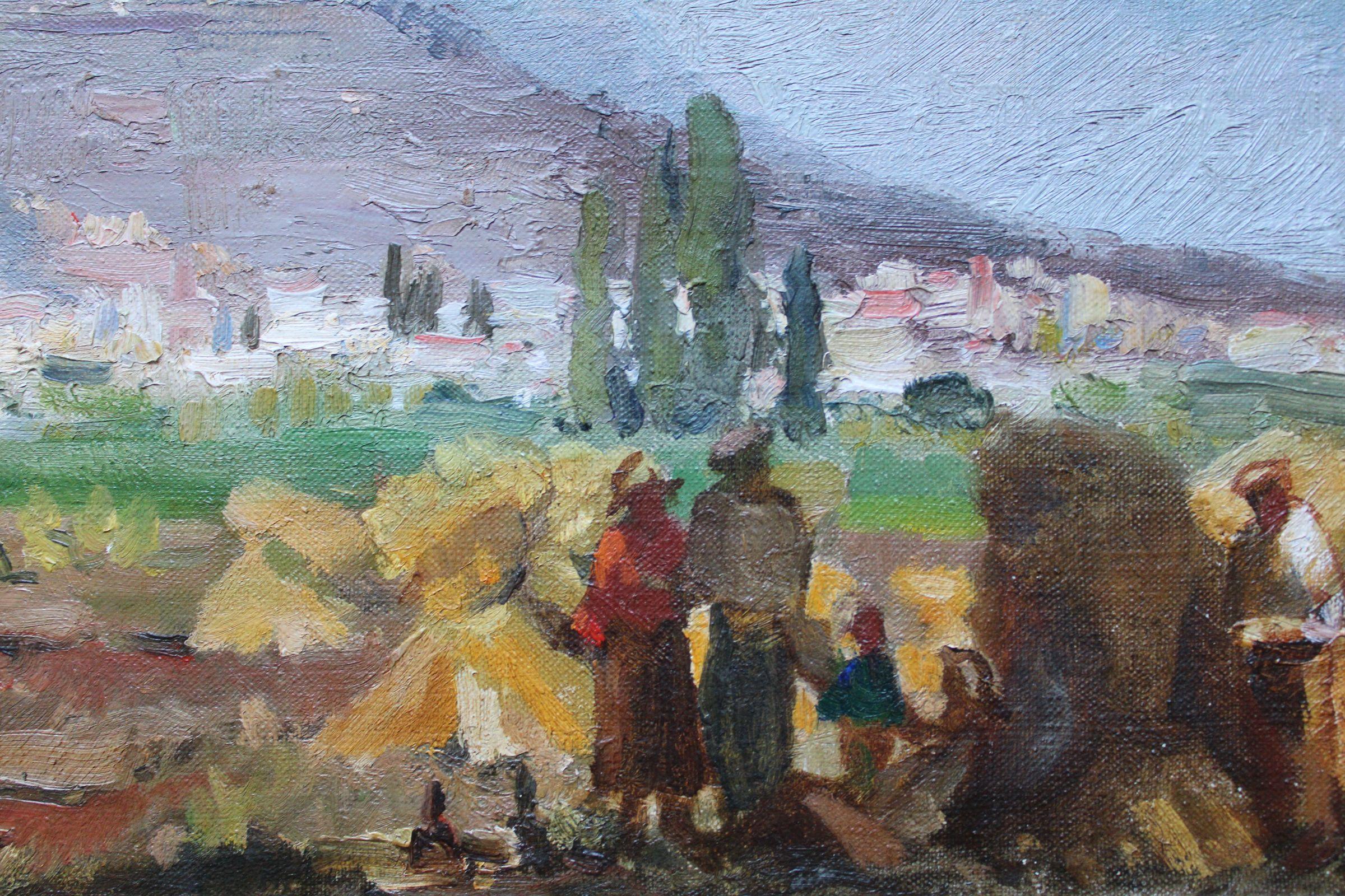 Landscape with mountains, south of France. Oil on cardboard on canvas, 38x53 cm - Painting by Julijs Vilumainis
