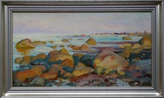 Rocky seashore. Evening sun. 1954, oil on cardboard, 33x61 cm