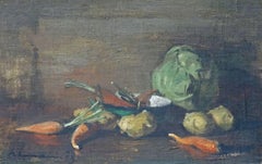 Still life with vegetables. 1973. Oil on cardboard and canvas, 35x55 cm