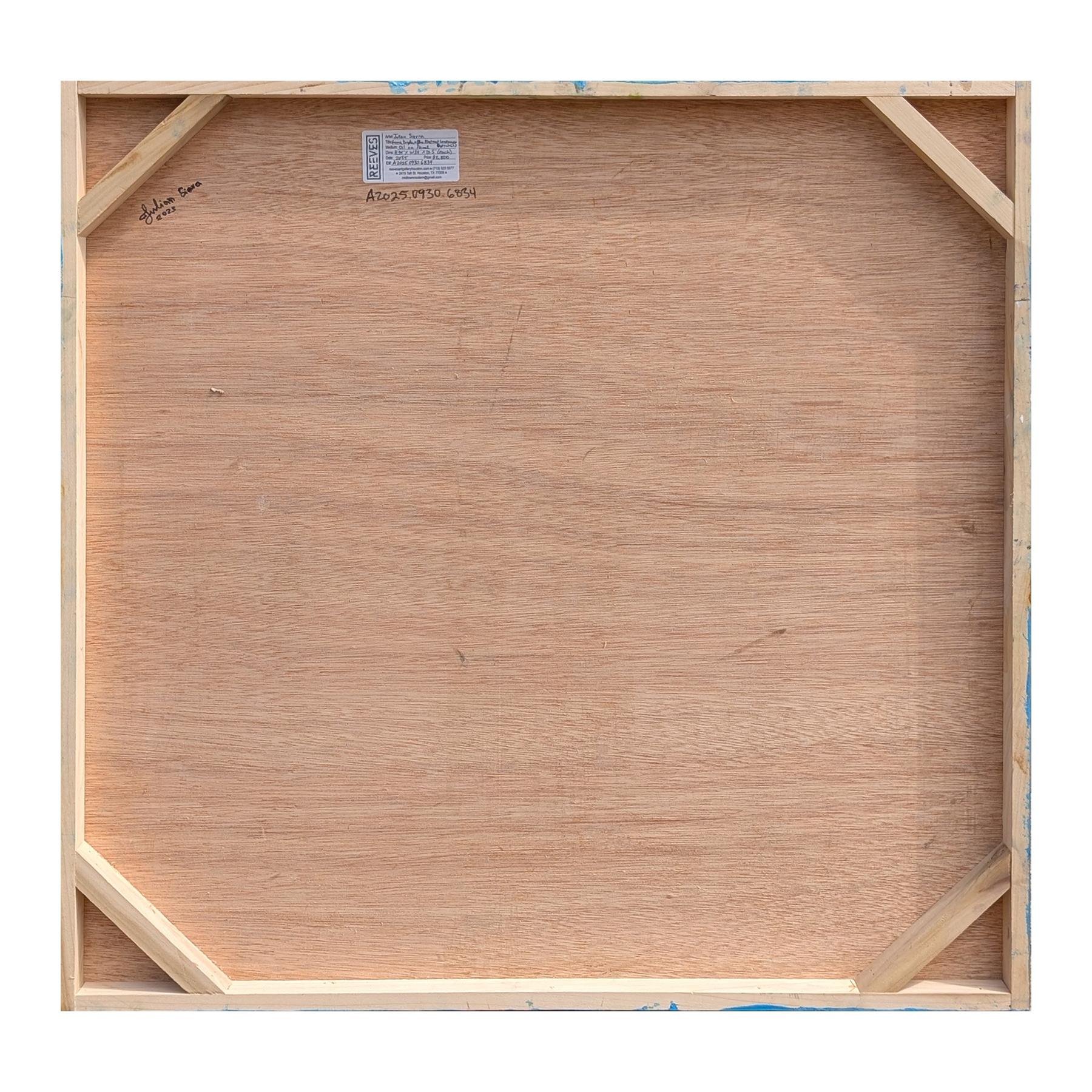 Pintura al óleo díptica contemporánea de paisaje abstracto en tonos verdes, azules y morados en venta 5