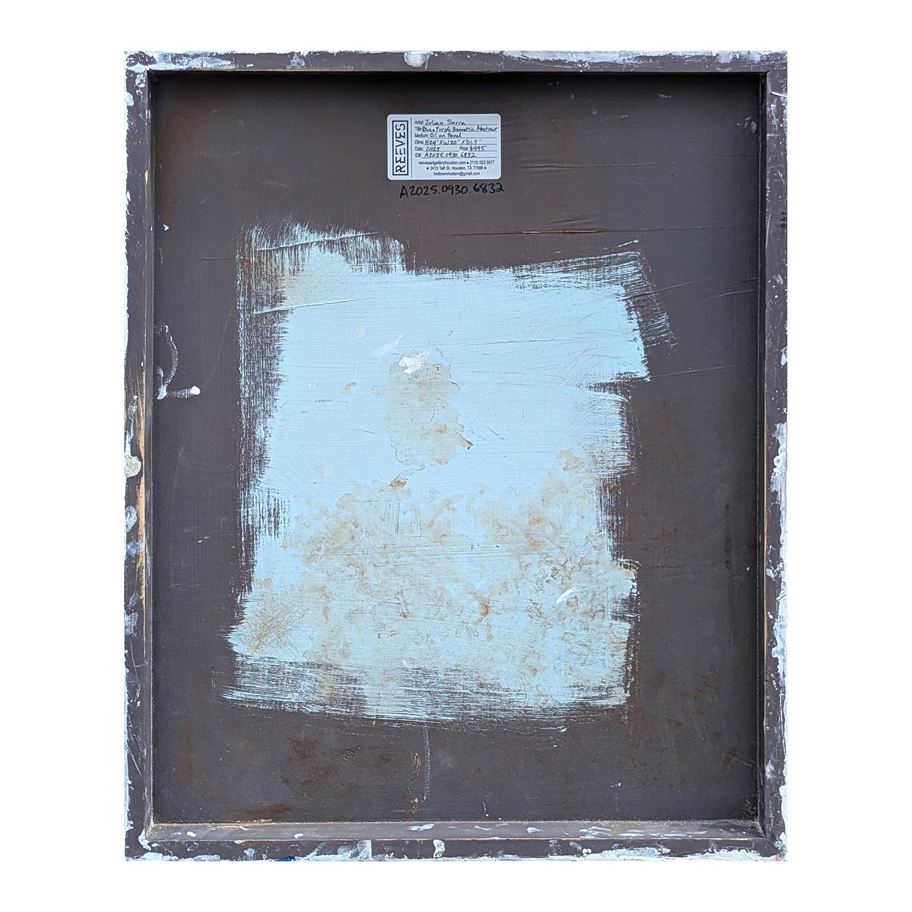 Zeitgenössische Pastell Blau und Lila getönten geometrischen abstrakten Ölgemälde im Angebot 7