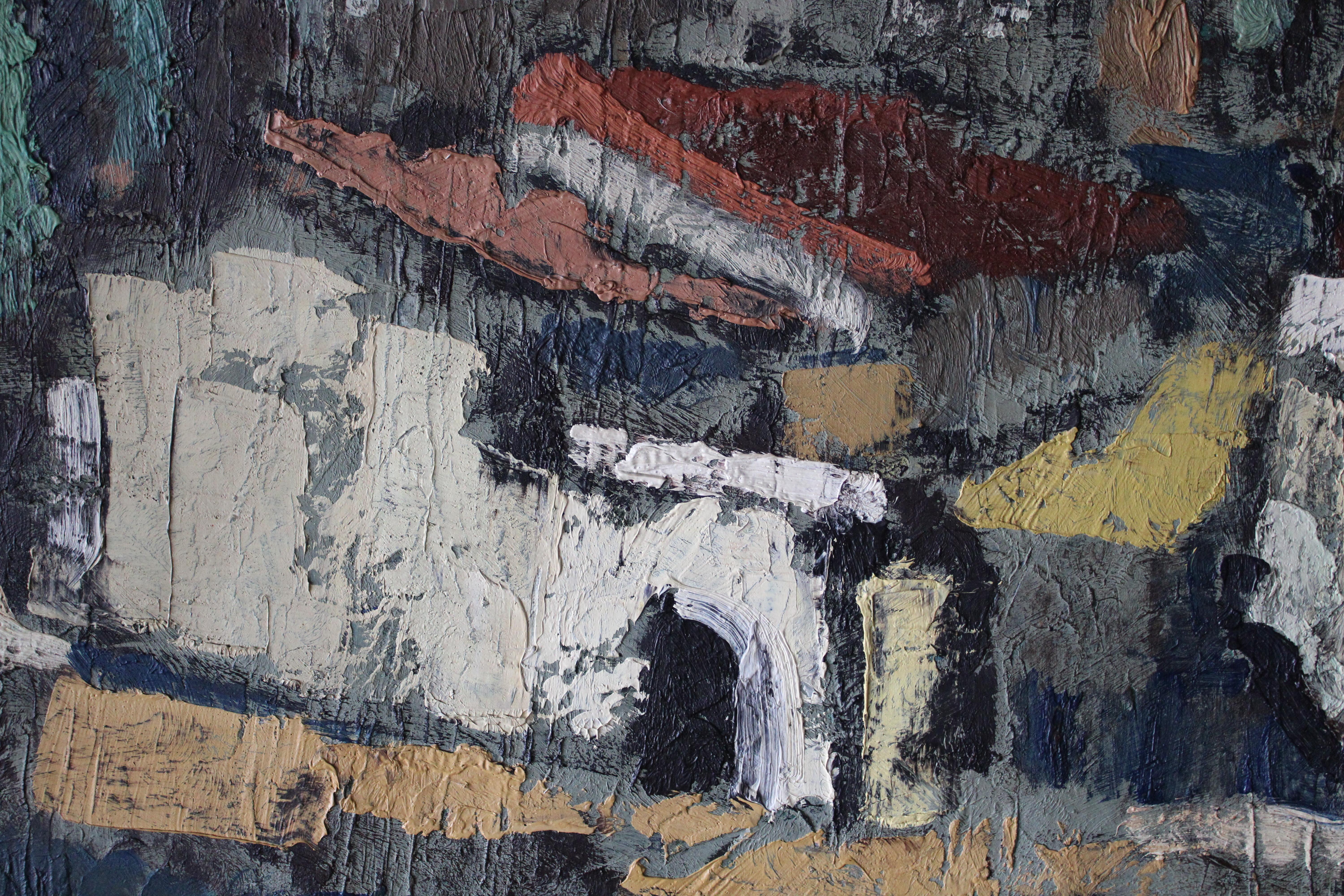 Großes Ölgemälde einer Häuserlandschaft des spanischen Künstlers Julián Ugarte Munozabal im Angebot 11