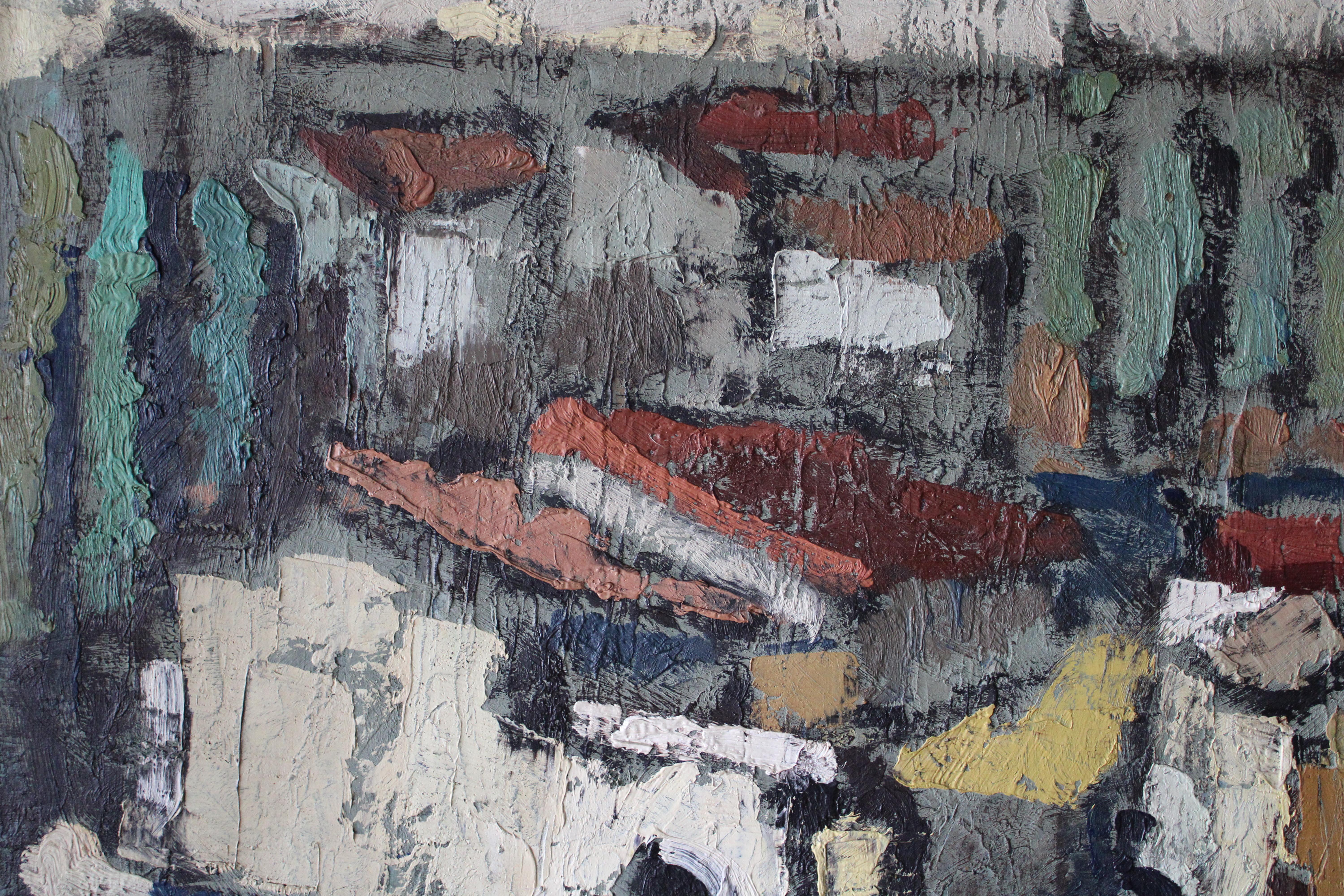 Großes Ölgemälde einer Häuserlandschaft des spanischen Künstlers Julián Ugarte Munozabal im Angebot 10