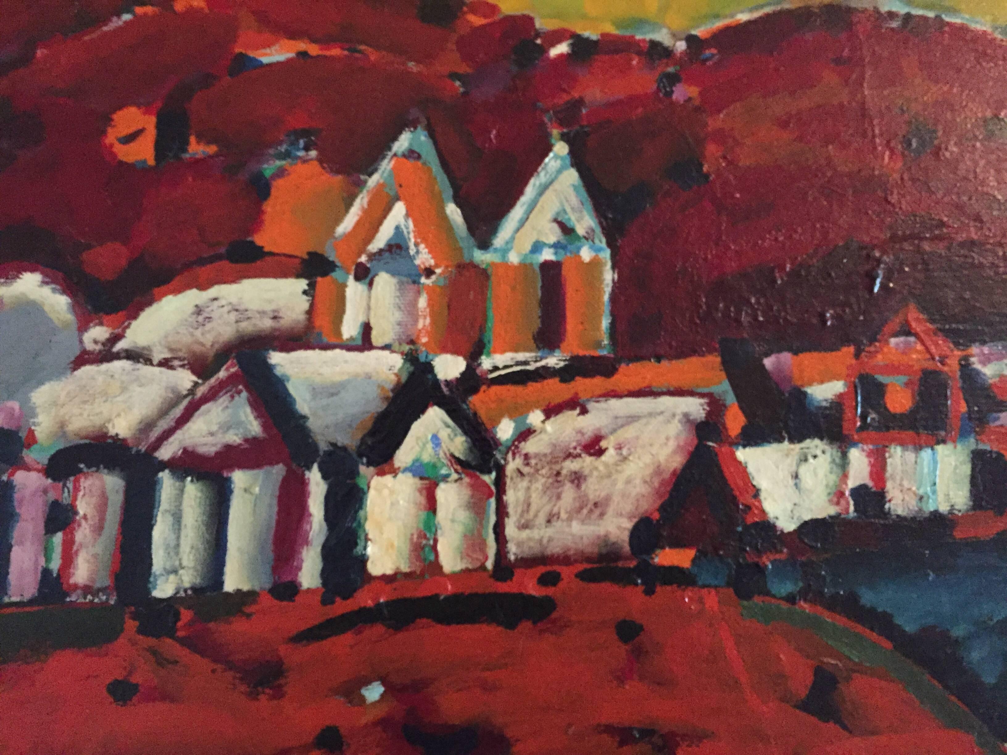 Paisaje de la Rioja Argentinian Modernist Concretist Cubist Oil Painting For Sale 2
