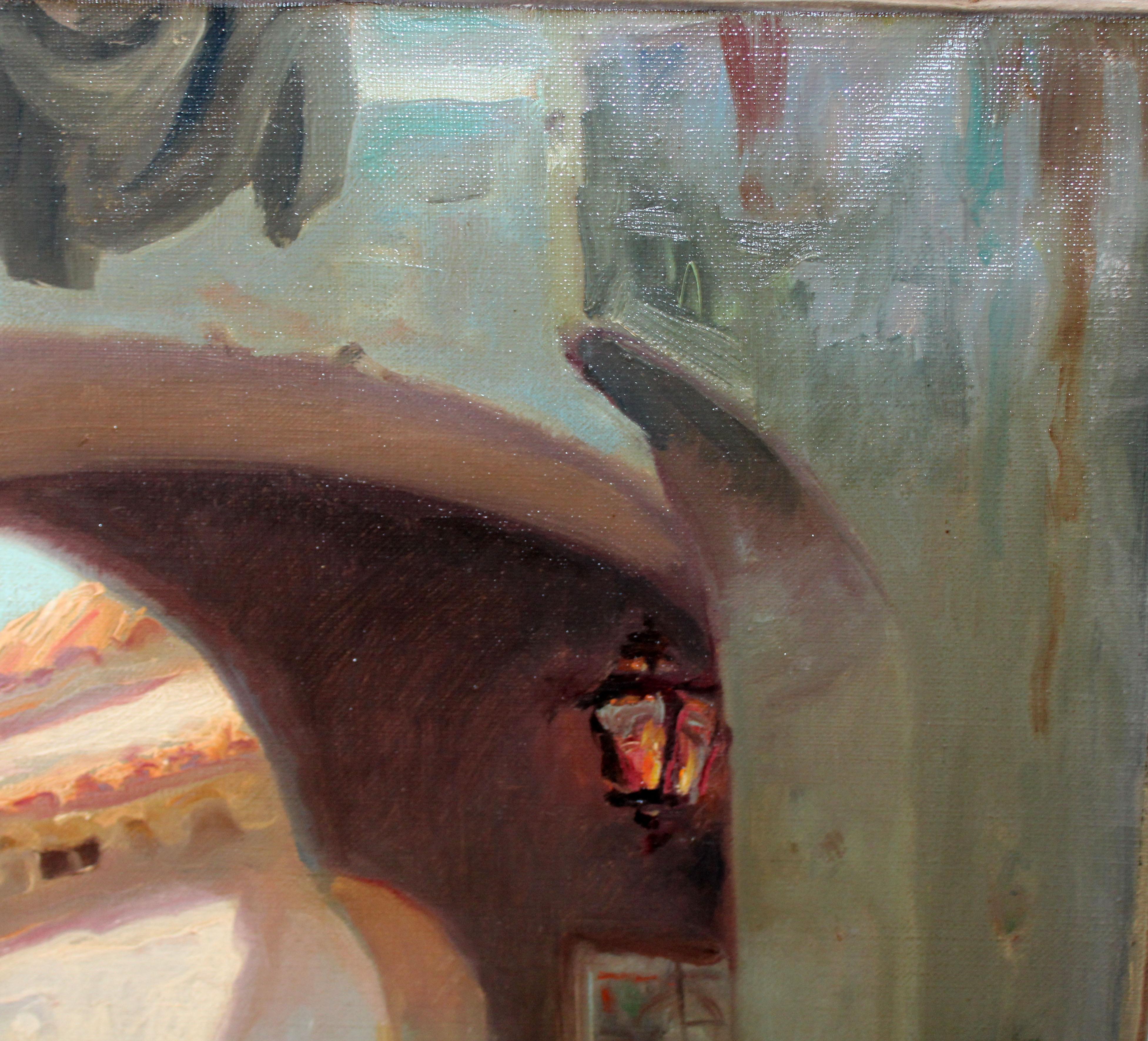 Óleo sobre tela - Calle con arcada (Impressionismus), Painting, von Julio Borrell Pla