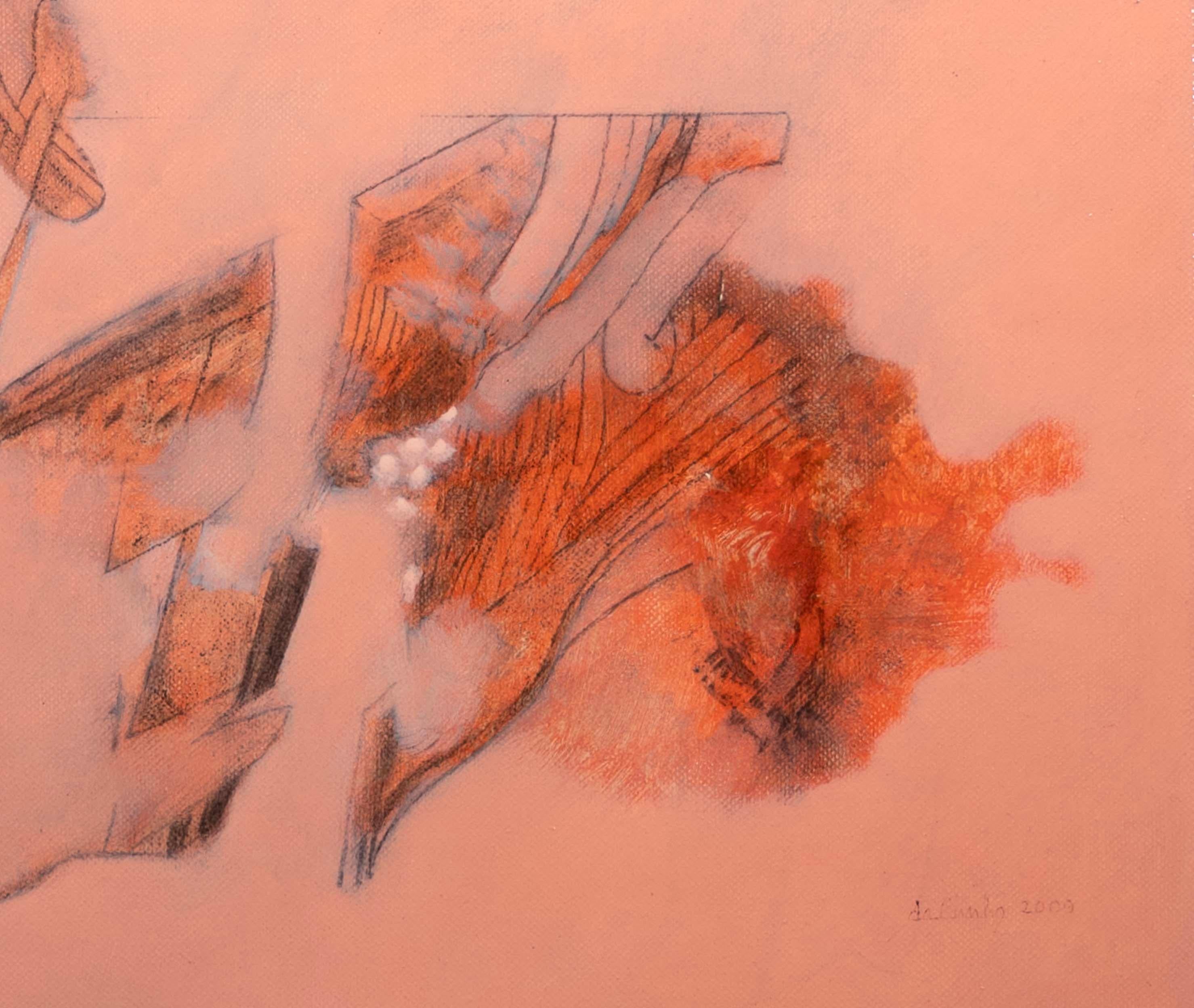 Julio daCuhna Firmato Pittura astratta rosa figurativa su tela 2009 in vendita 4