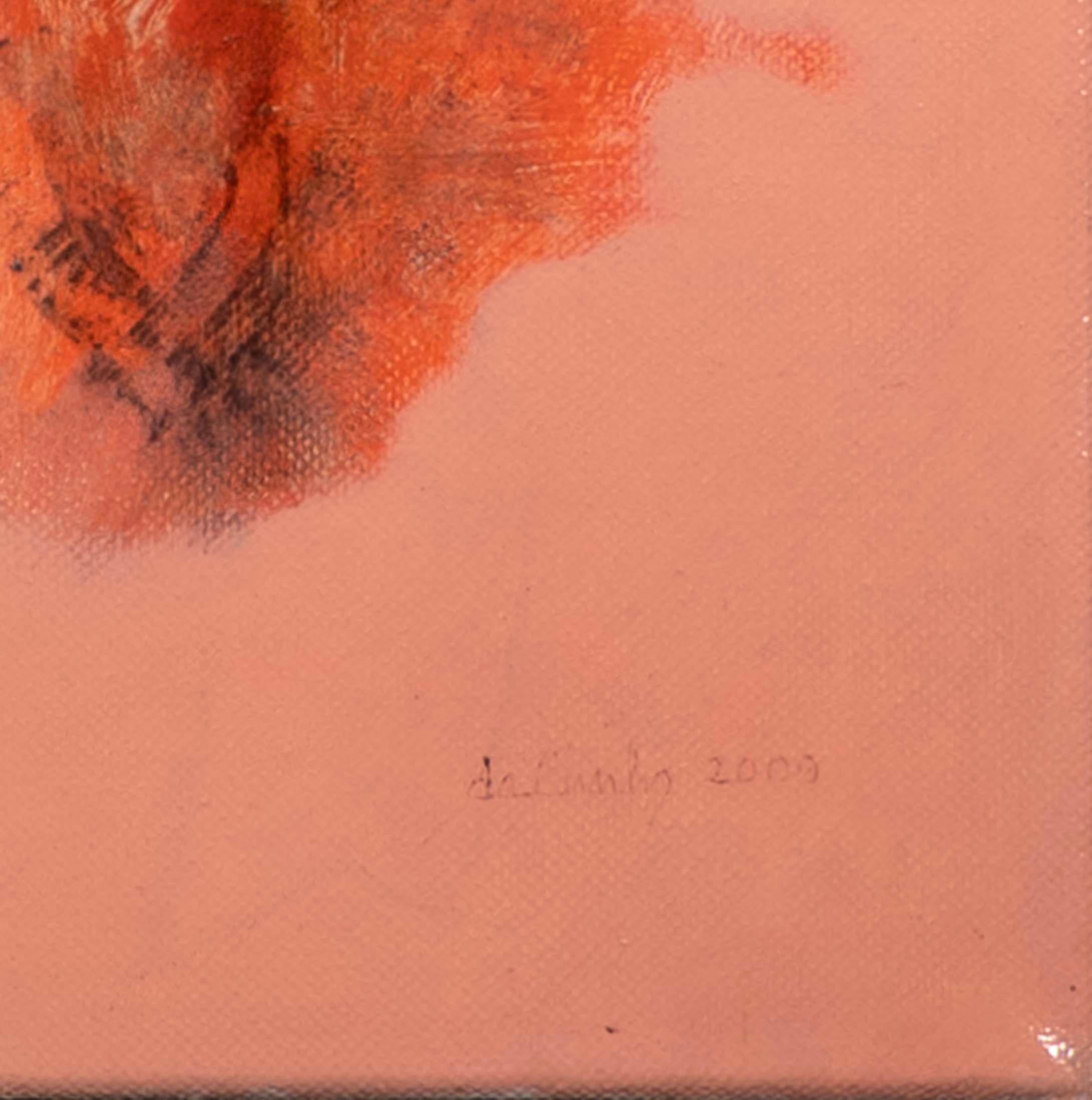 Julio daCuhna Firmato Pittura astratta rosa figurativa su tela 2009 in vendita 5
