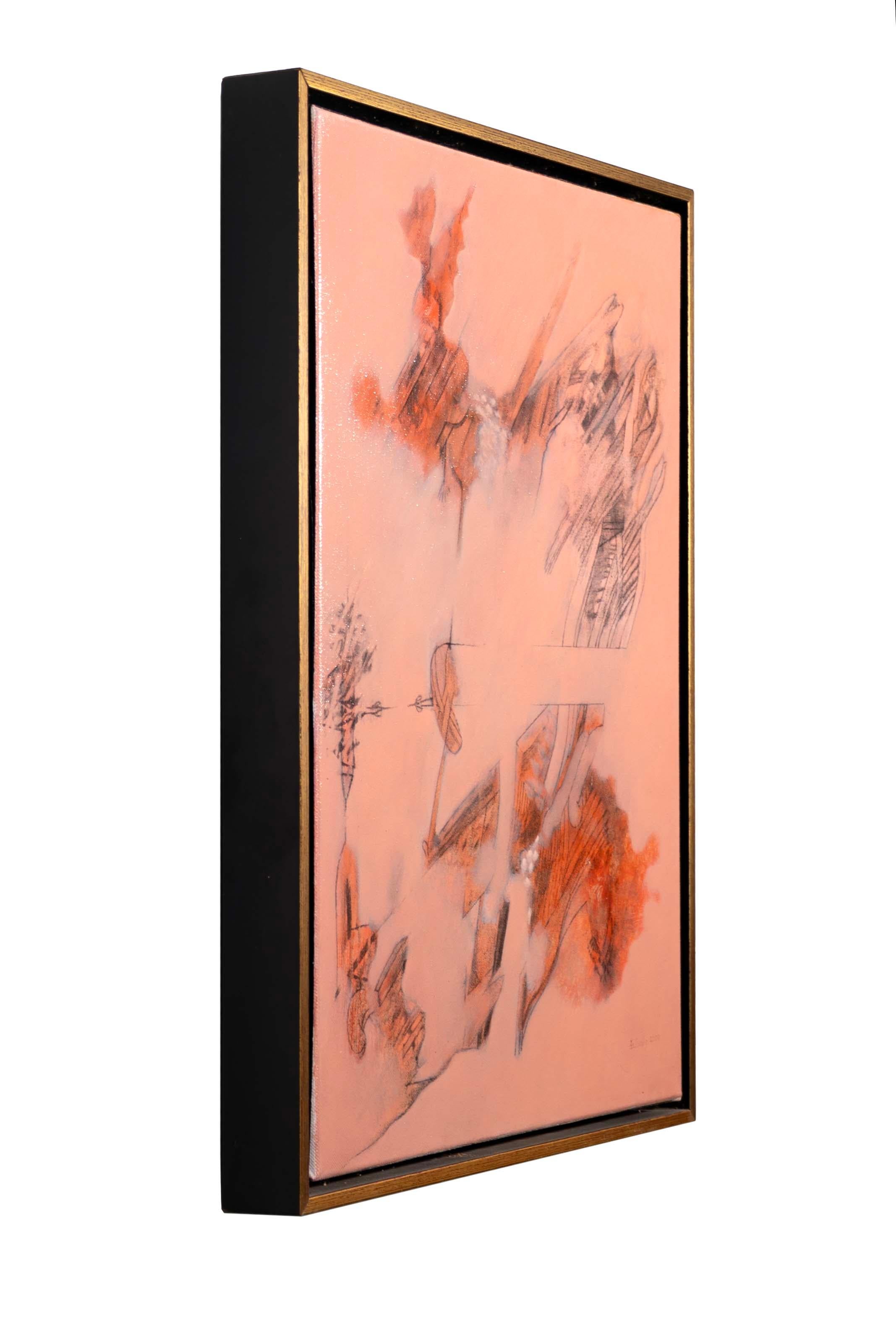 XXI secolo e contemporaneo Julio daCuhna Firmato Pittura astratta rosa figurativa su tela 2009 in vendita