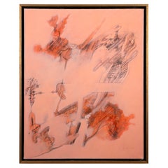 Julio daCuhna Signed Abstract Pink Figurative Oil Painting on Canvas 2009
