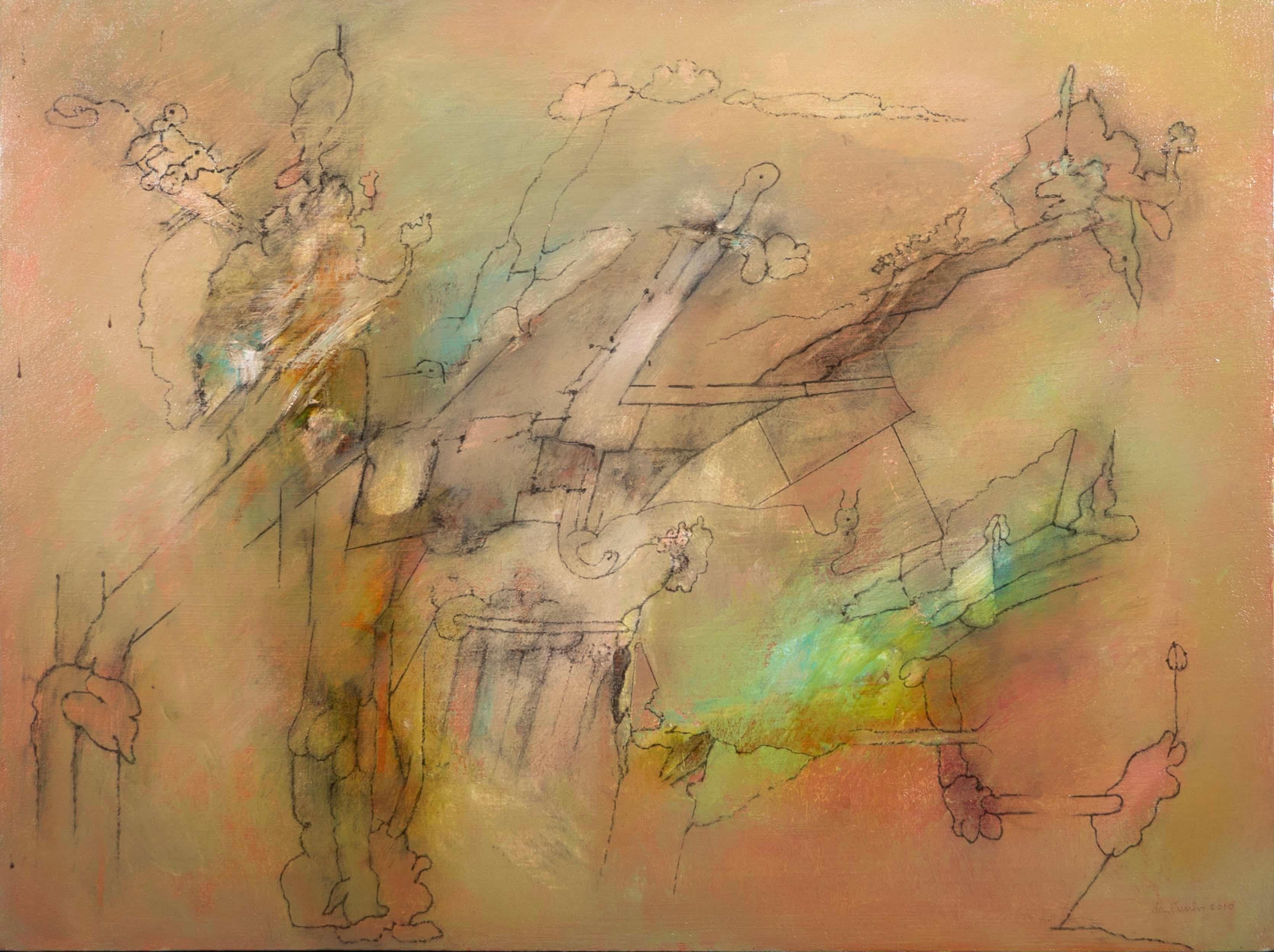 Julio daCunha Signiert Moderne Abstrakte Figurative Ölgemälde auf Leinwand 2010 im Zustand „Gut“ im Angebot in Keego Harbor, MI