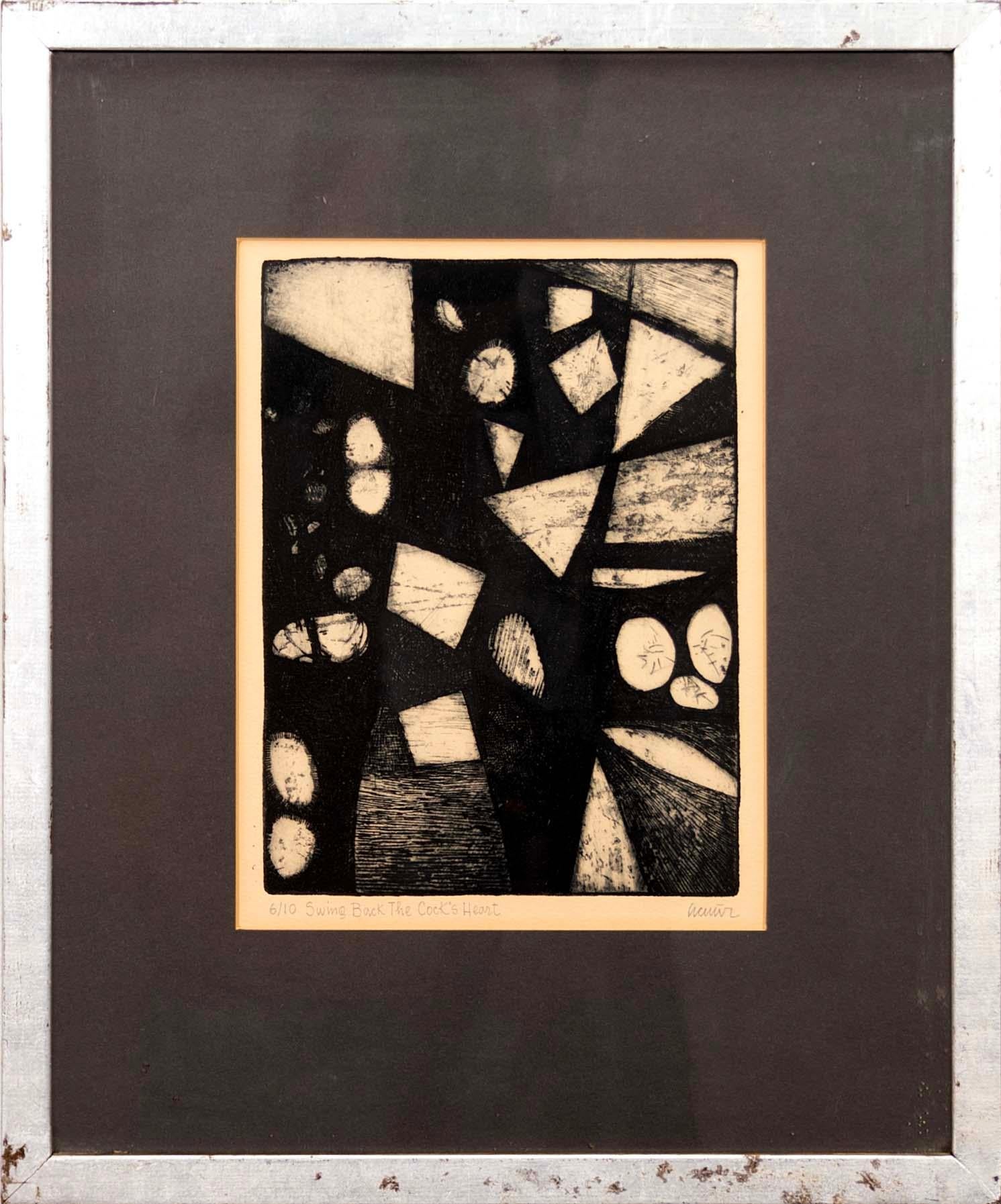A modern etching engraving on paper titled 