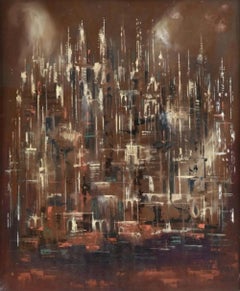 "City East" Julio De Diego, Spanish Modernist Composition, Abstracted Cityscape