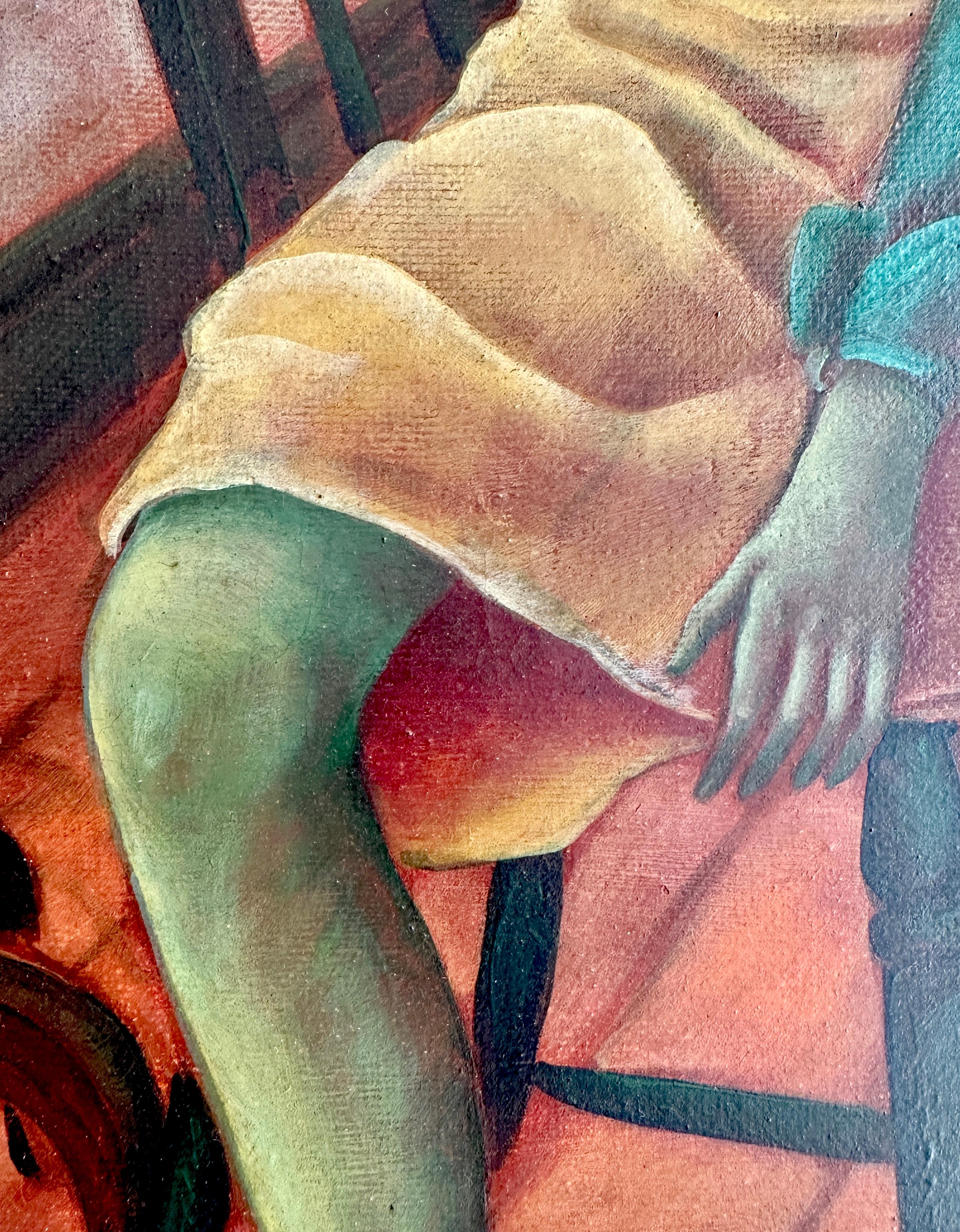 Jeune fille dans un intérieur - Peinture à l'huile de Julio De Diego 3
